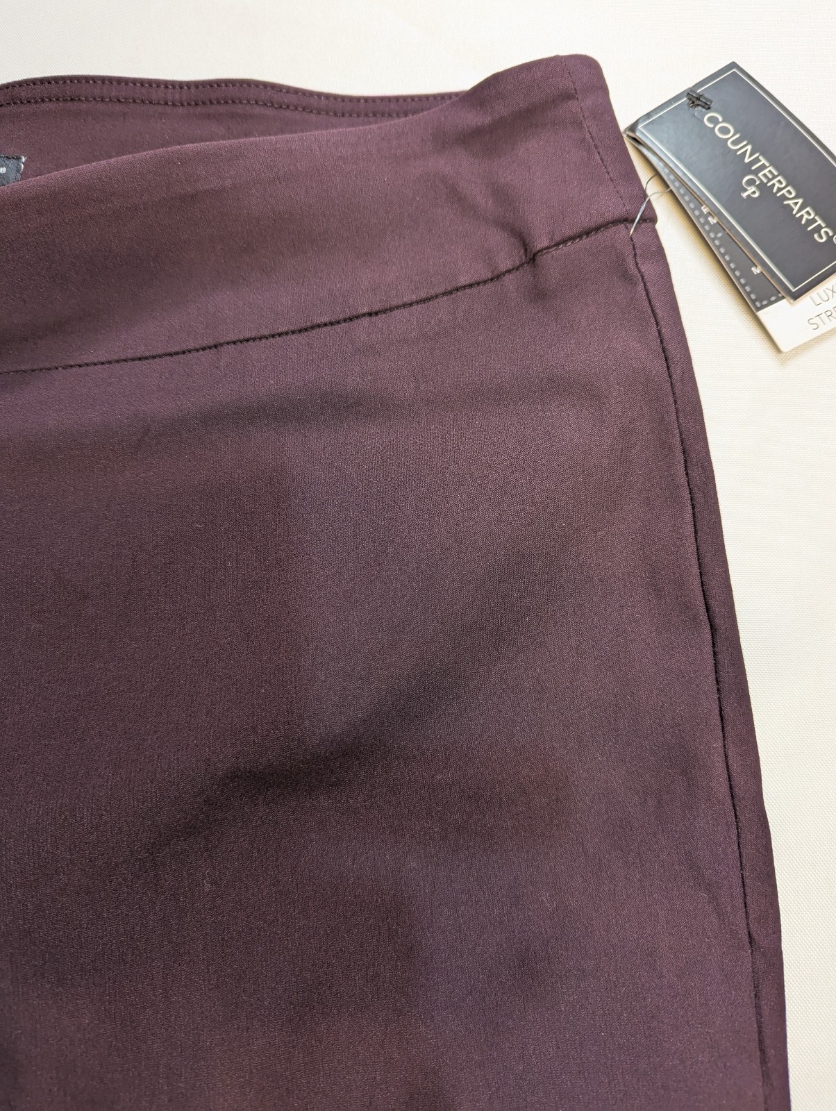 Counterparts Pull On Burgundy Stretchy Pants Studded Open Weave Hem size 16 NEW