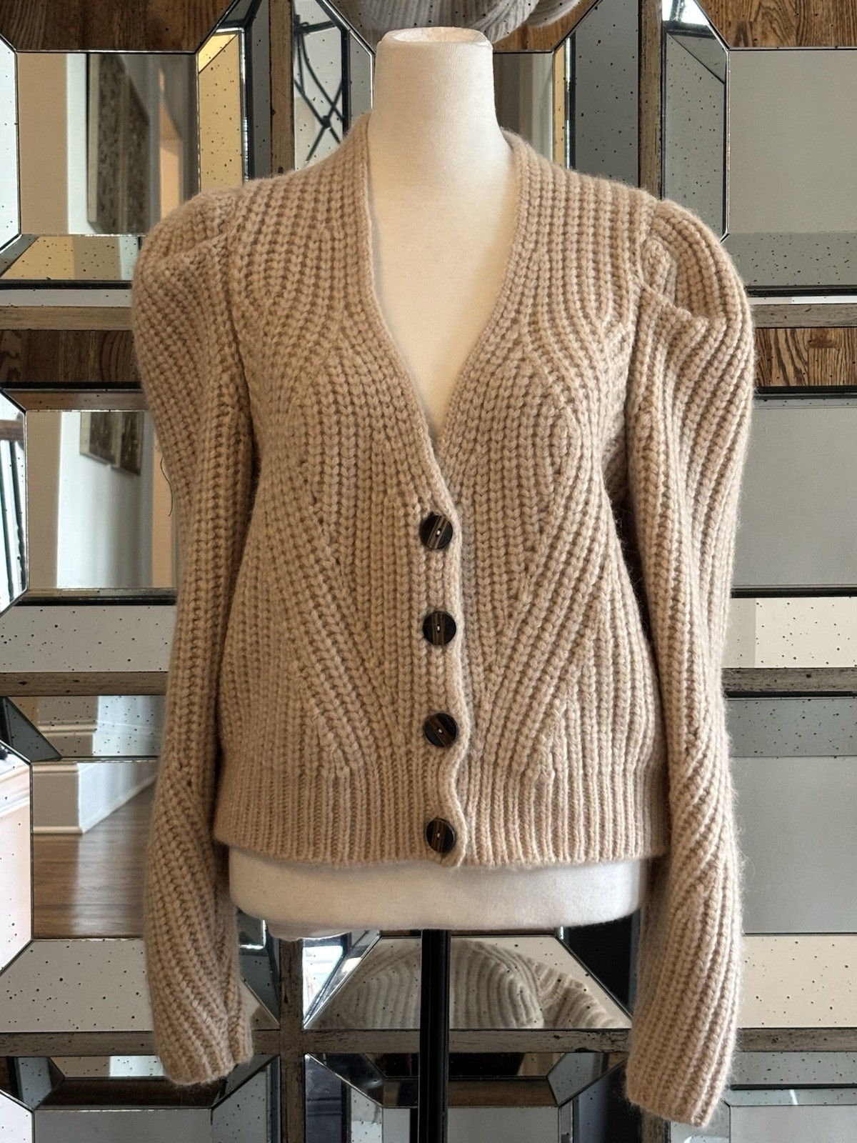 Ulla Johnson Greta Alpaca Creme Cardigan Sweater US Sz 0 New W/Tag Ret $495.