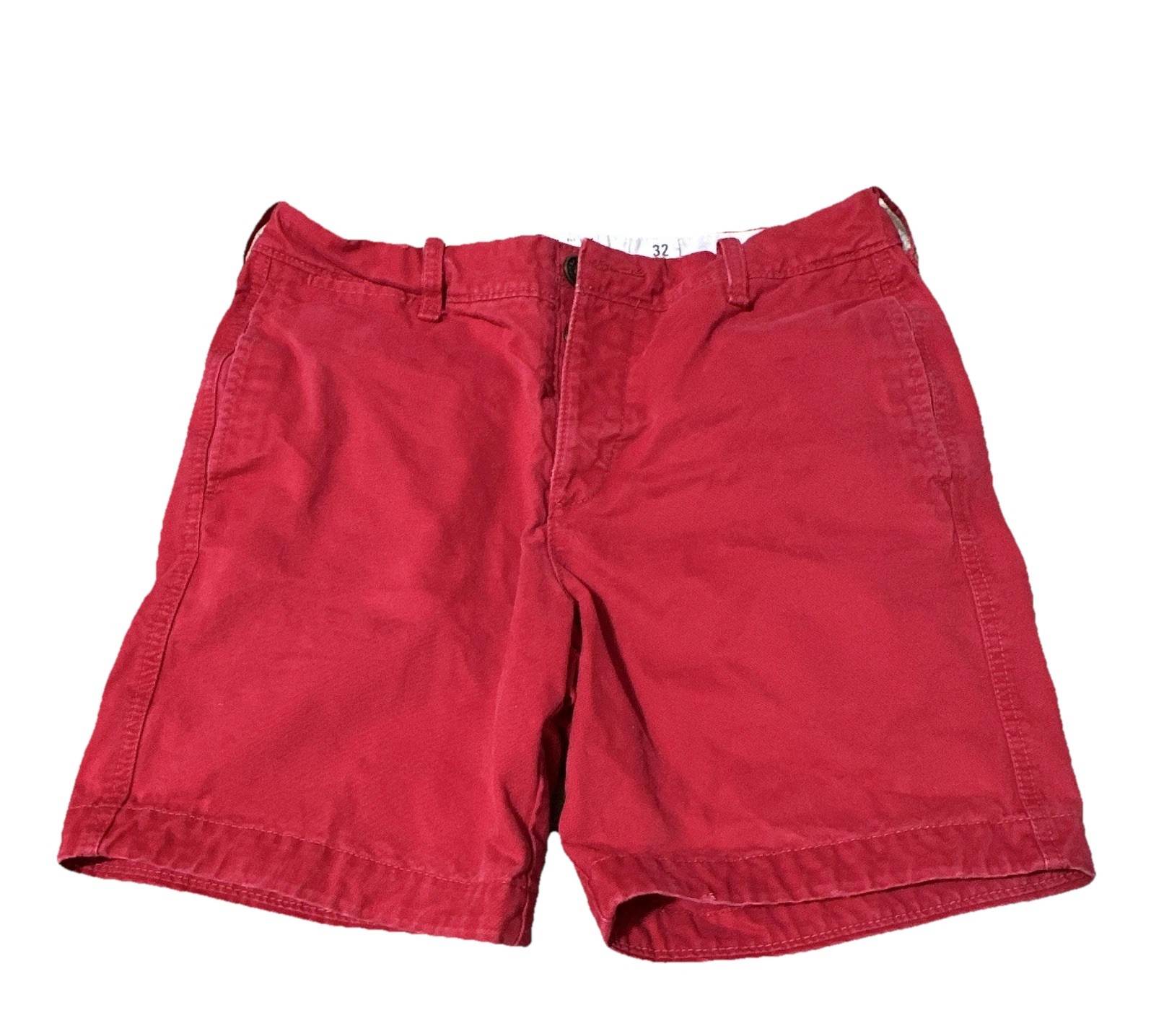 Vintage Abercrombie & Fitch Men’s Red Solid Chino Flat Short Front Pockets