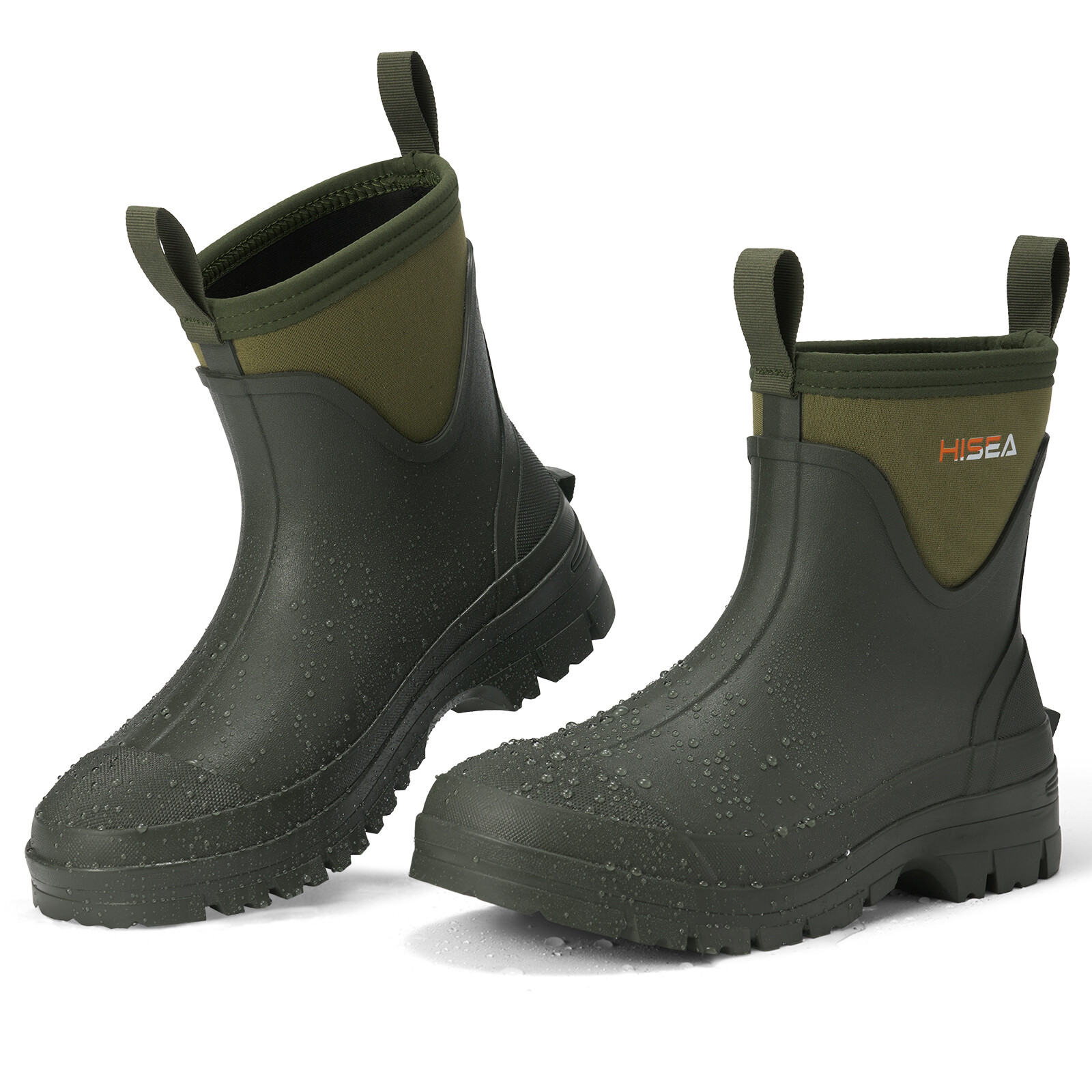 HISEA Men Waterproof Slip On Chelsea Rain Boot Steel Shank Garden Work Ankle Boo