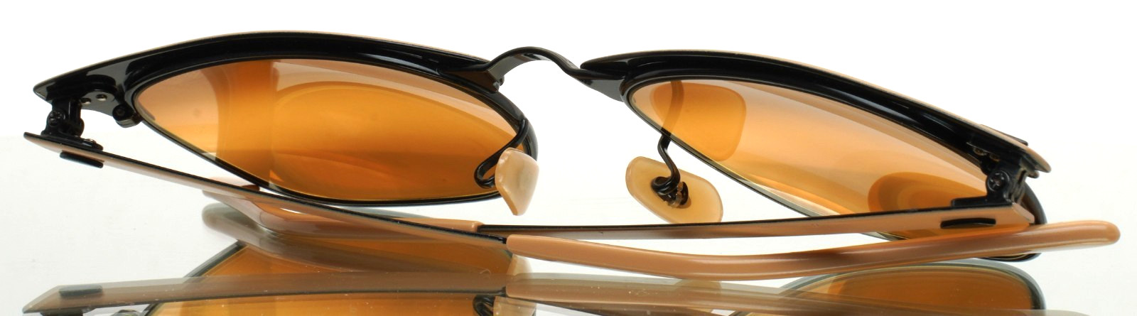RAY BAN RB3716 9157/AG Clubmaster Metal Beige Black Mirror Sunglasses 51-21-145