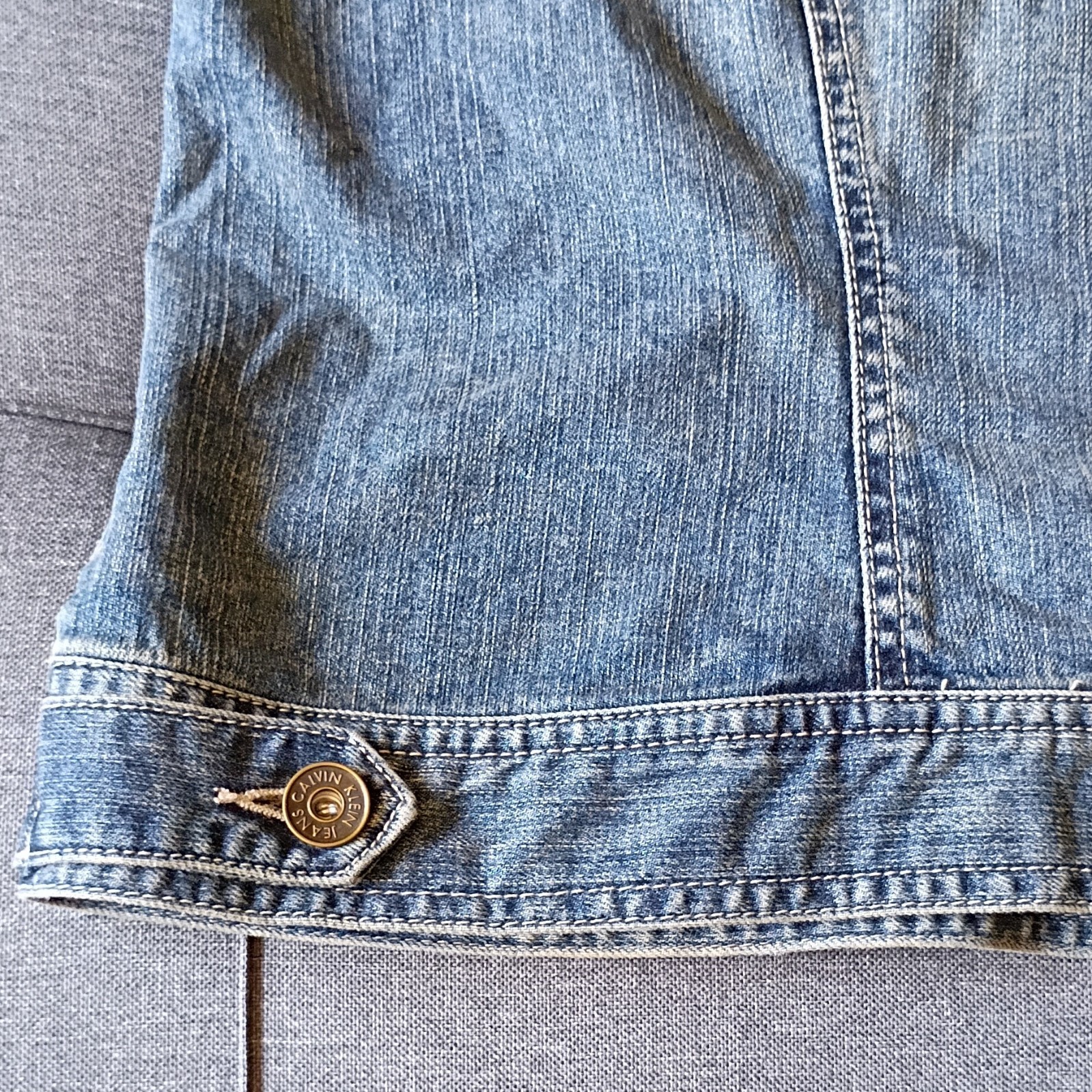 Calvin Klein Jeans Women’s Blue Embroidered Button Jacket Collared Pockets 3XL