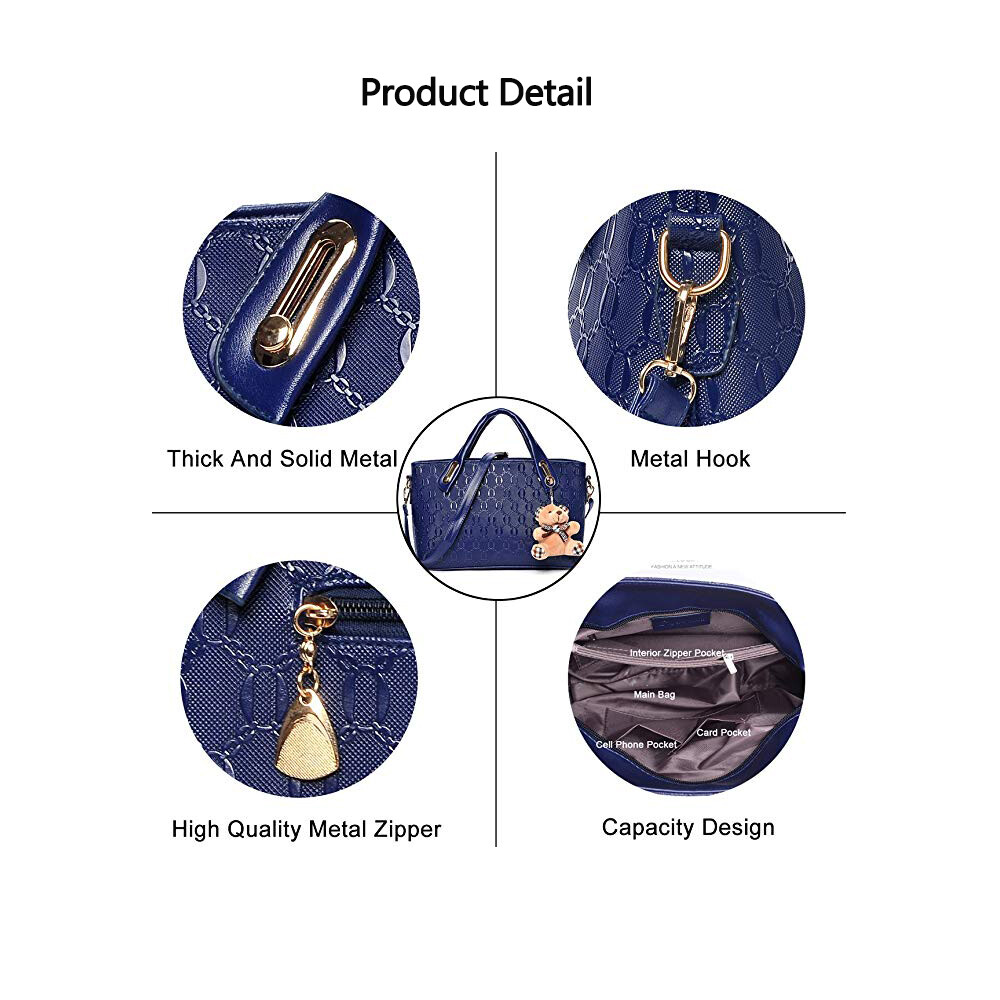 4Pcs/Set Women Lady Leather Handbags Messenger Shoulder Bags Tote Satchel Purse
