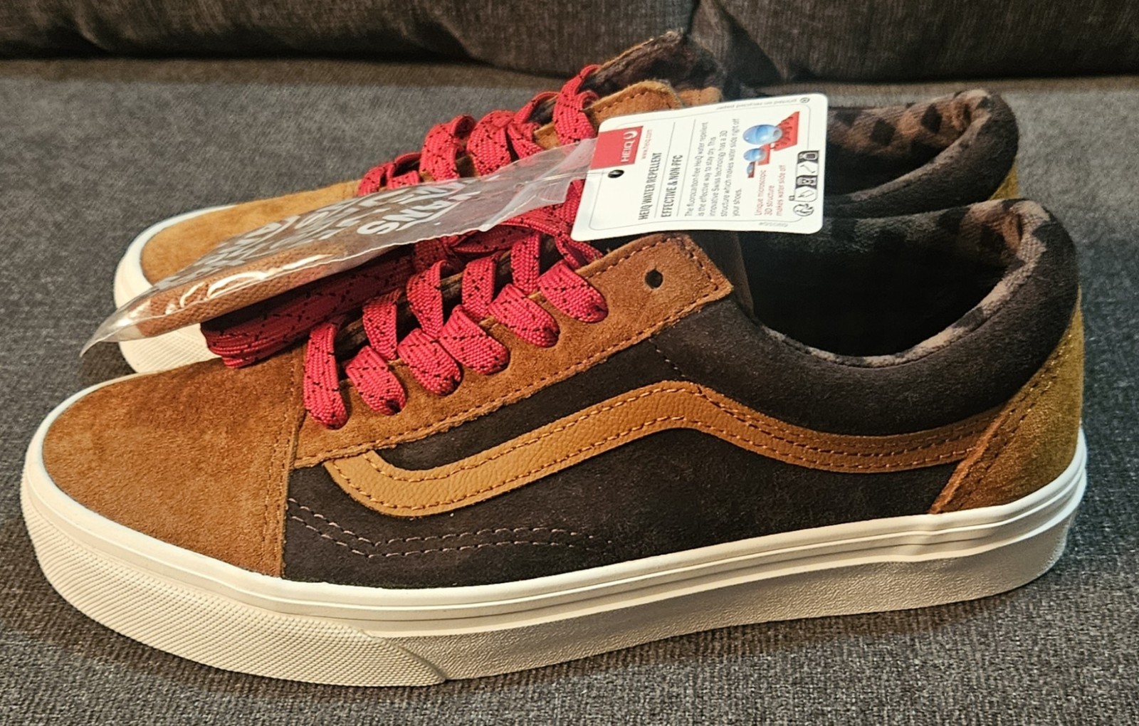 Vans Old Skool HEIQ Eco Dry Water Repellent Suede Brown Tan Men 6.5 Women 8 NWOB