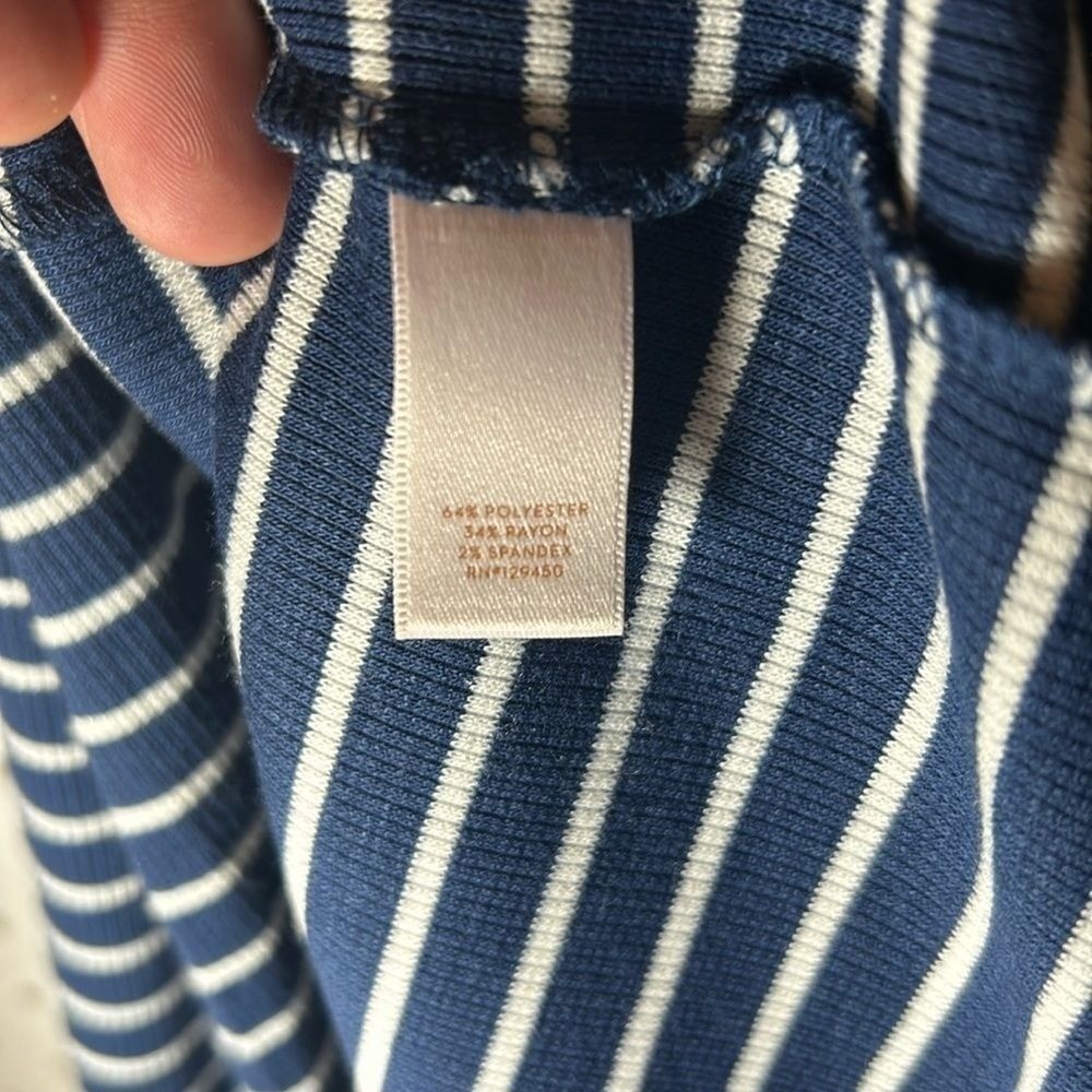 LC Lauren Conrad Navy White Striped T Shirt Dress Tie Sleeve Size S
