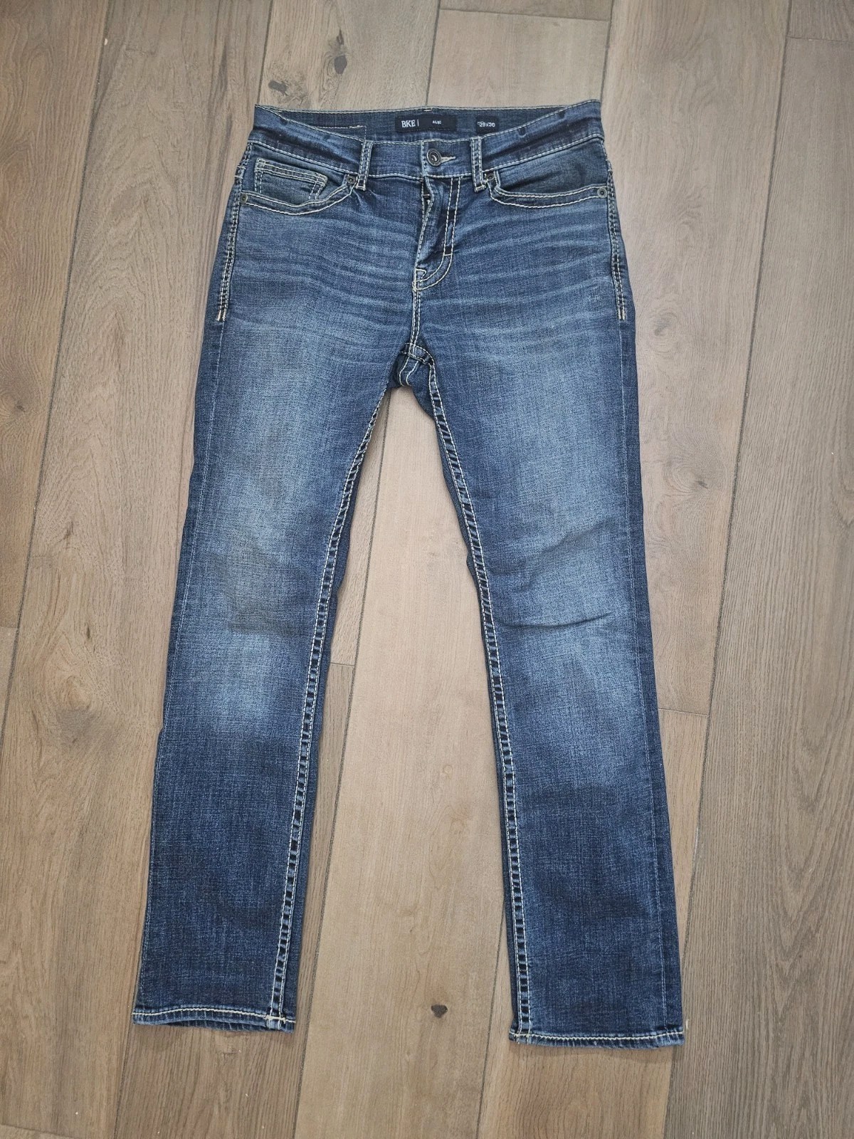 BKE Alec Jeans Mens 29×30 Blue Straight Leg Contrast Stitch Denim