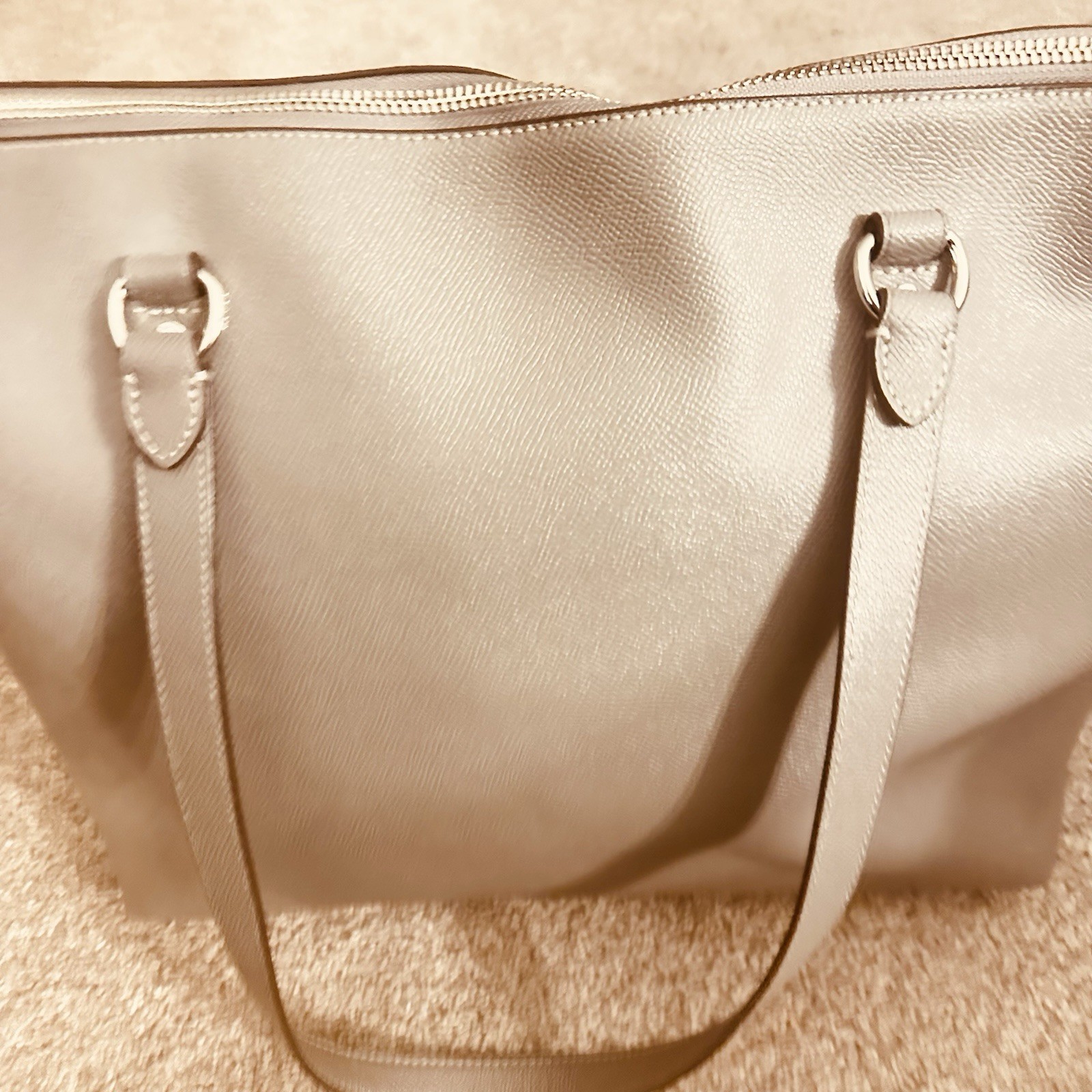 Coach Gallery Tote Large Crossgrain Leather Gray Zip Top Shoulder Bag F79608 EUC