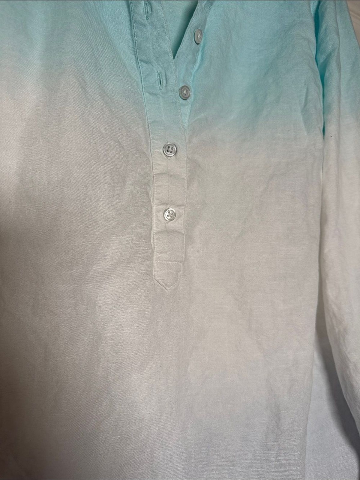 Talbots ombré pullover tunic blouse linen blend dip dye size large
