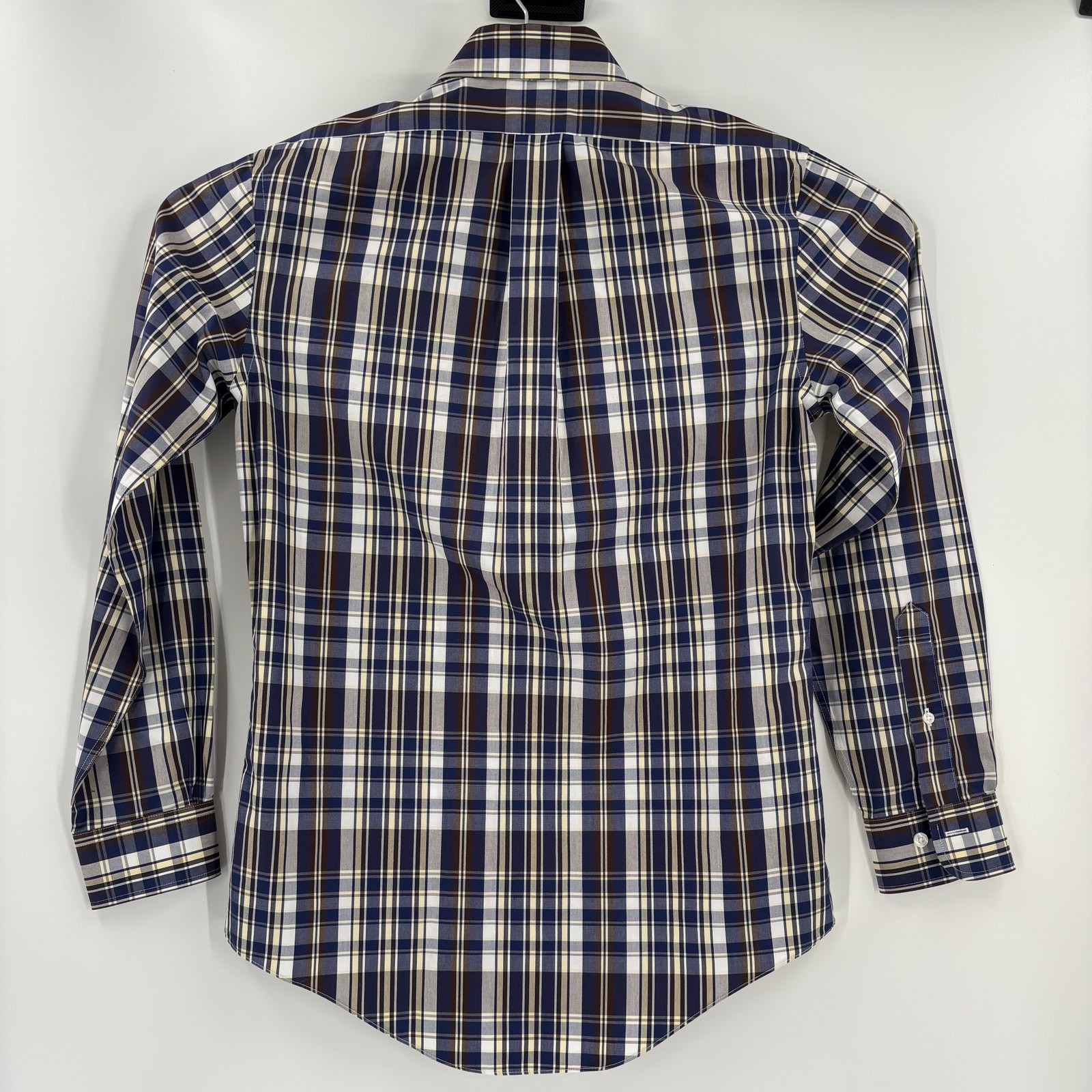 Brooks Brothers Regent Small Blue Brown Check Long Sleeve Button Down Shirt