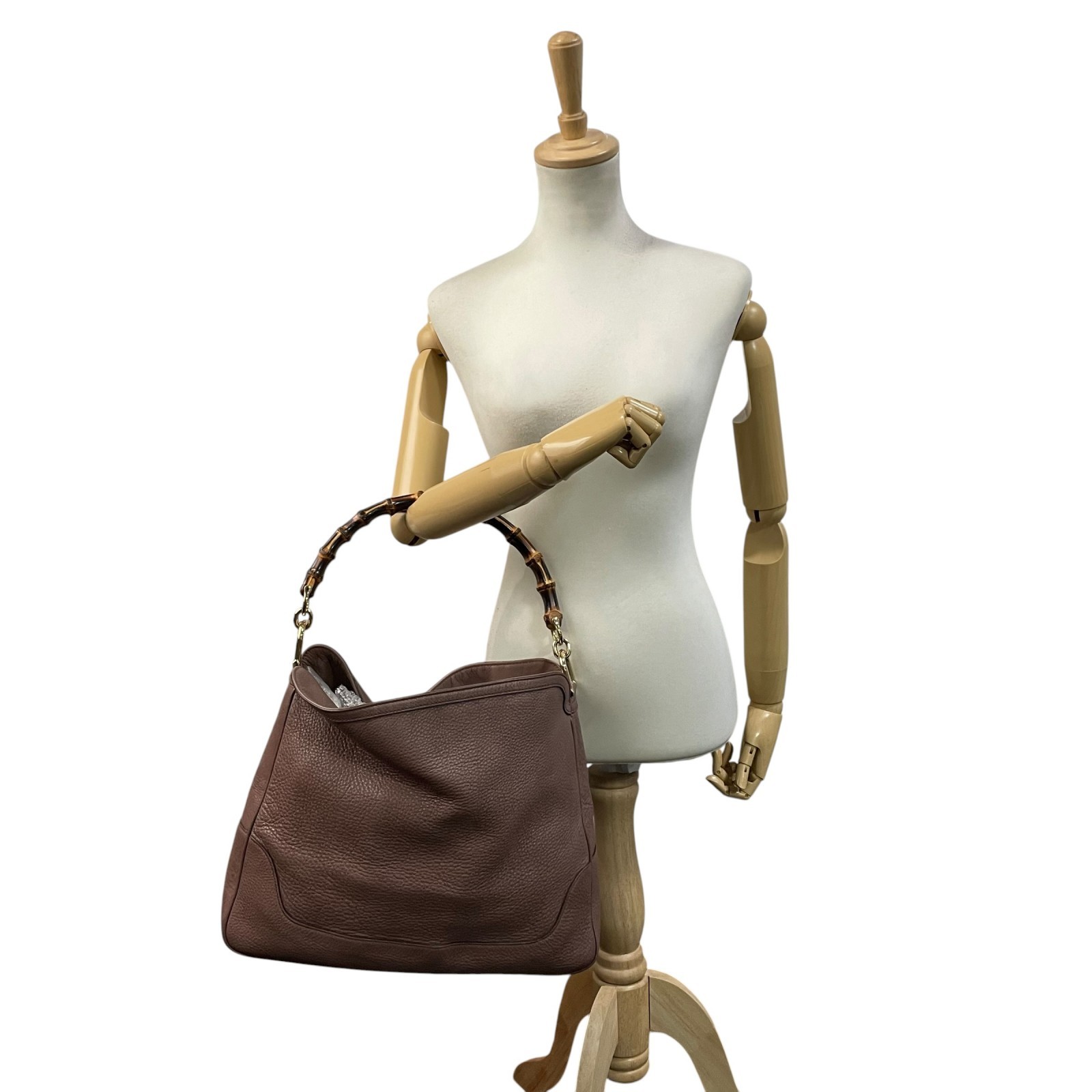 Authentic GUCCI Bamboo Tote Bag Leather Pink Gold Hardware Elegant Classic