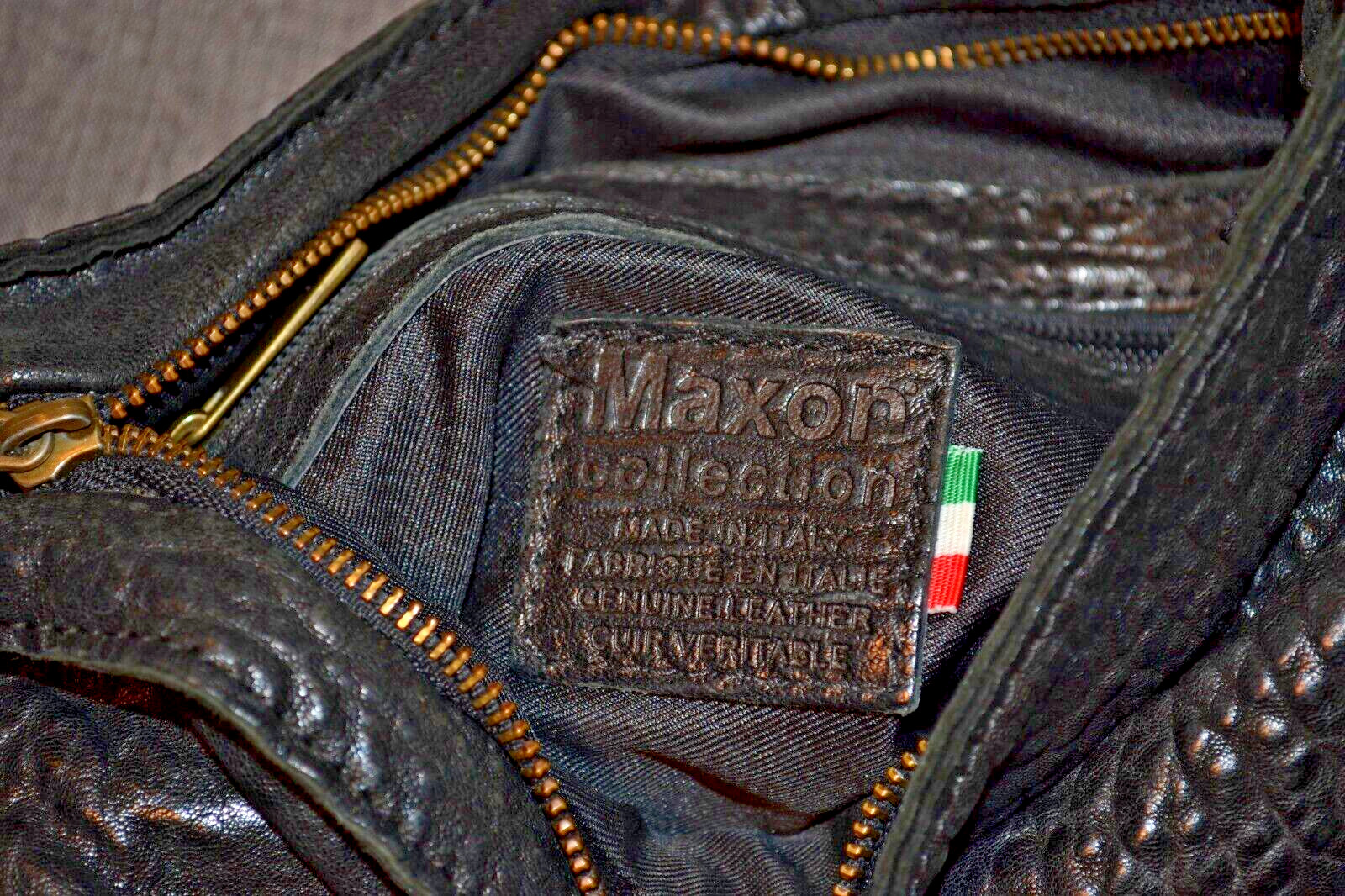 Maxon Collection Nappa Leather Black Leather Bag Crossbody Tote Italy 13″x12″
