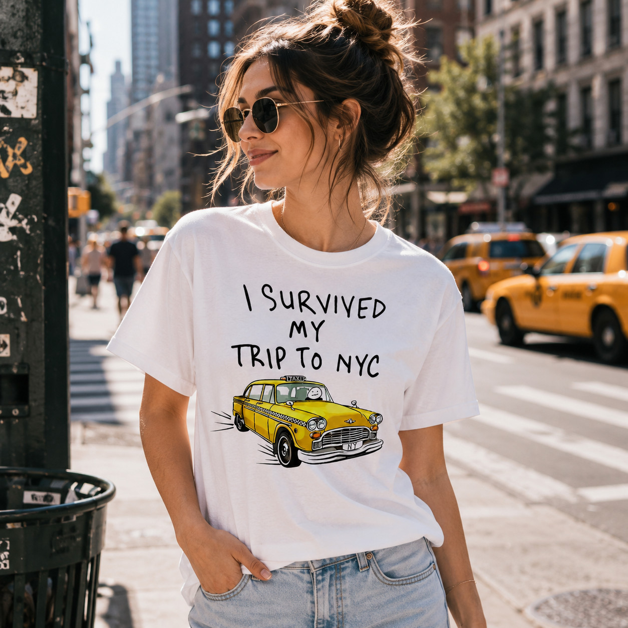I Survived My Trip to NYC Shirt Funny New York City Yellow Taxi Travel Graphic