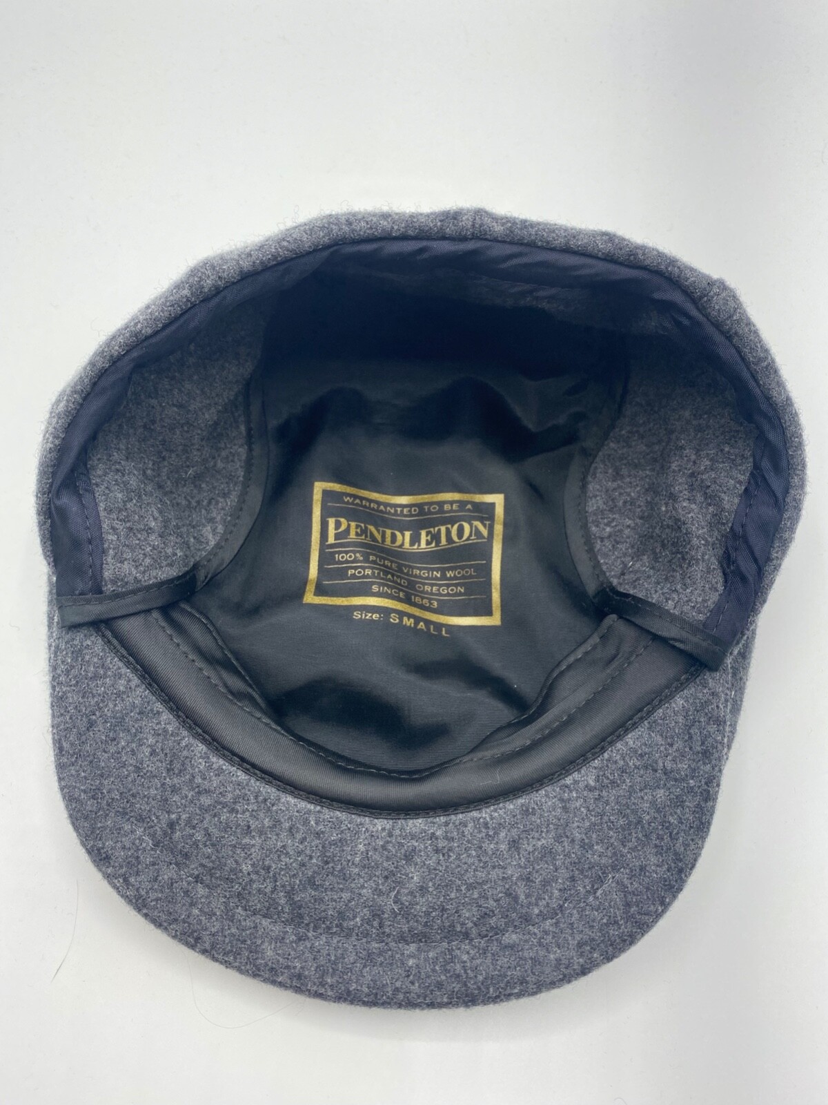 Pendleton Gray Adult Ear Flap Wool Newsboy Hat Cap Size S
