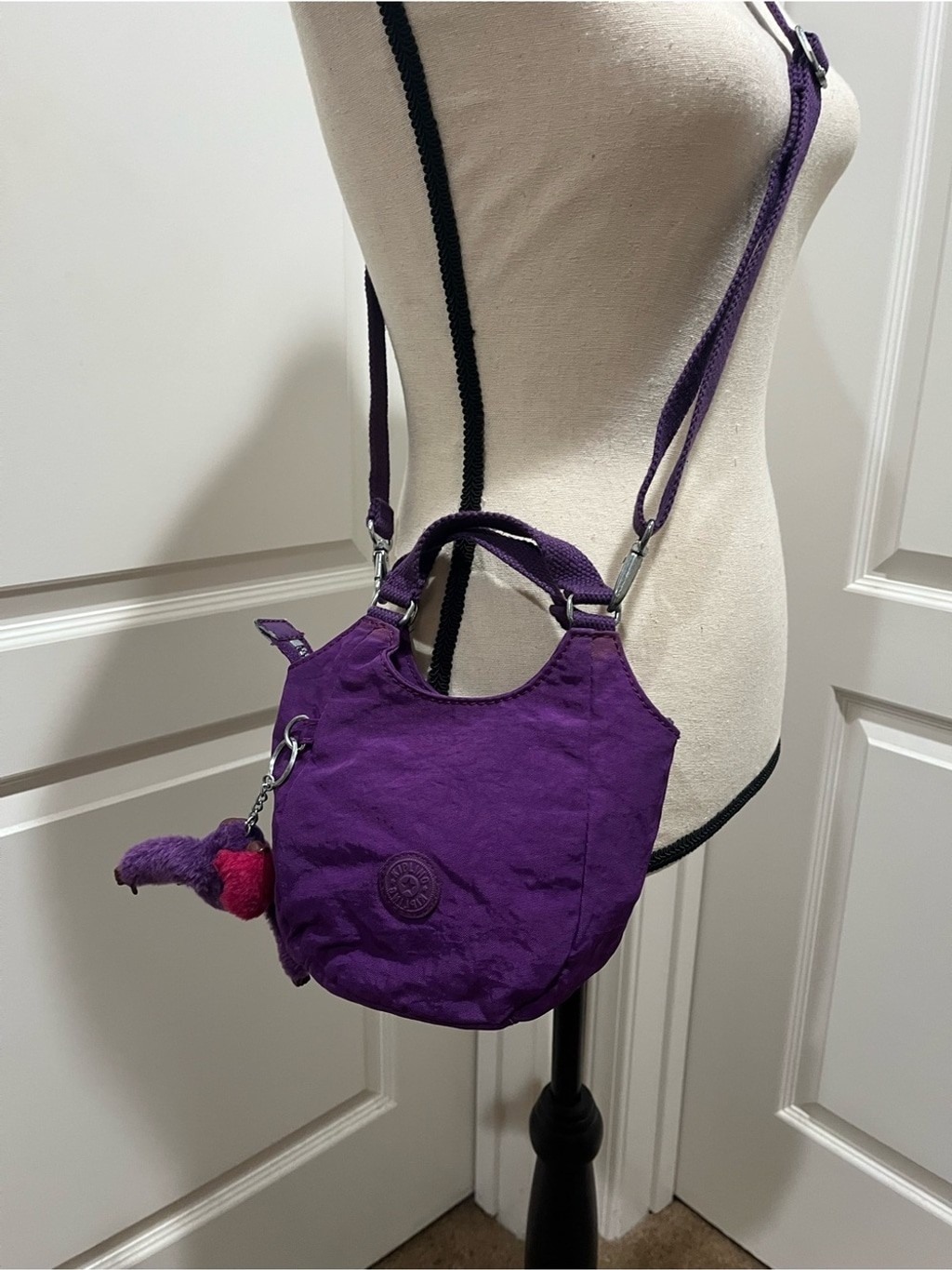 KIPLING PURPLE CRINKLE NYLON MINI CROSSBODY BAG