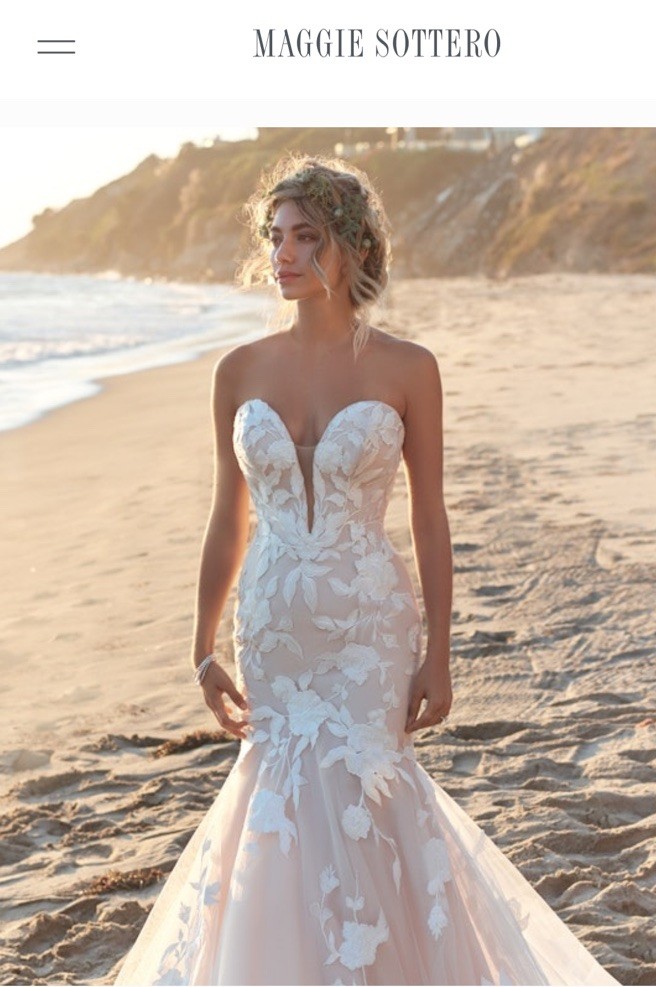 Rebecca Ingram By Maggie Soterro Hattie Marie Ivory Wedding Dress Mermaid Sz 10
