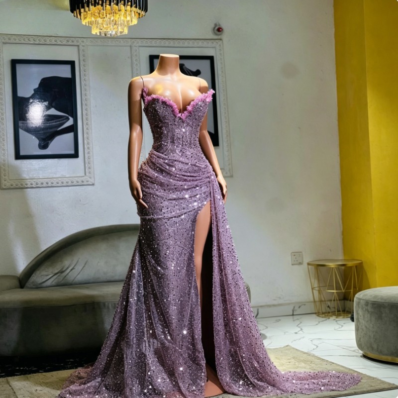 Sweetheart High Split Luxury Evening Gown Wedding Mermaid Prom Dress