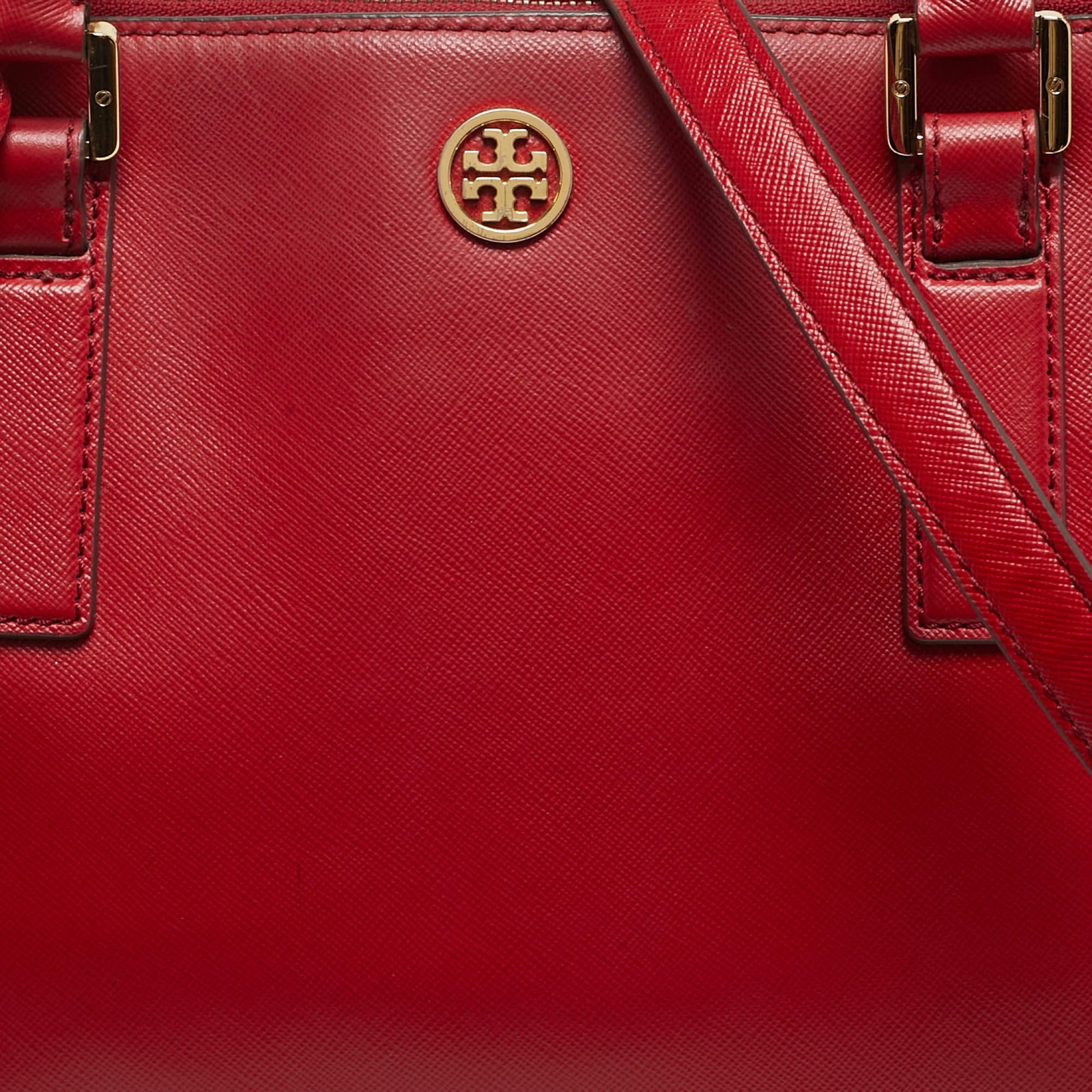 Tory Burch Robinson Double Zip Red Leather Tote