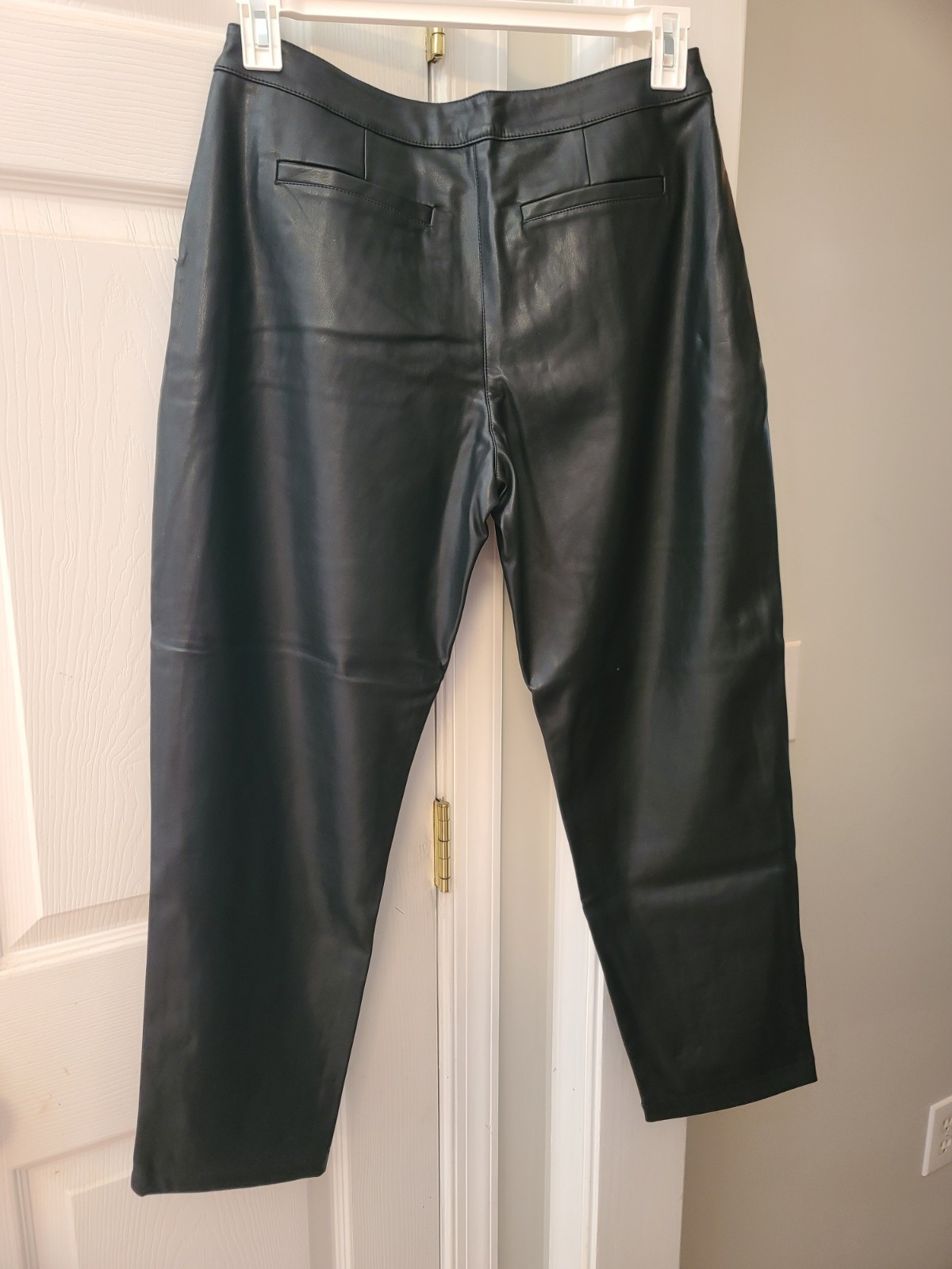 Etienne Marcel Black Faux Leather Straight-Leg Dress Pants Mid Rise 28″ Inseam