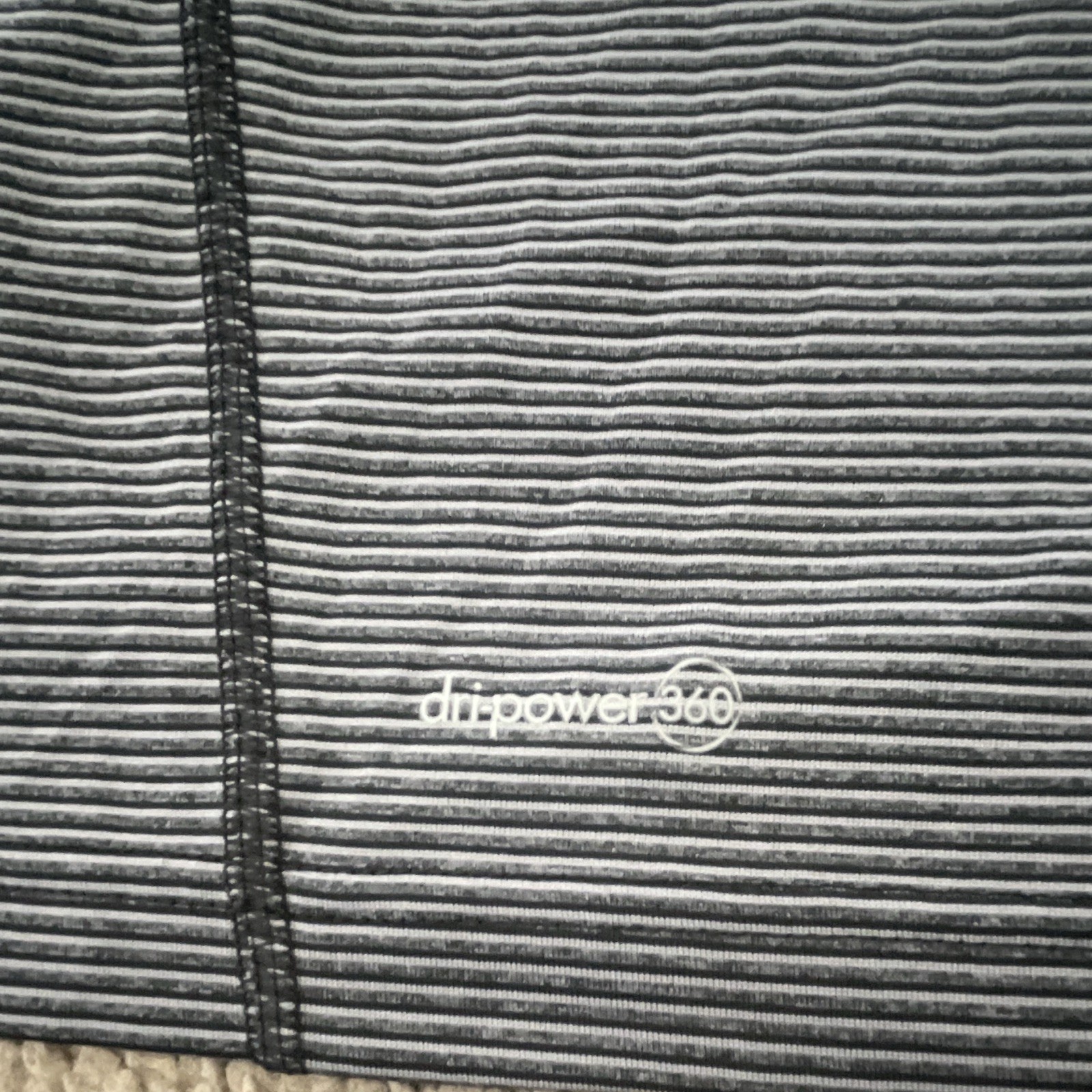 Russell Dri-Power 360 Men’s Gray/Black Striped Tank Moisture Wicking Crew M