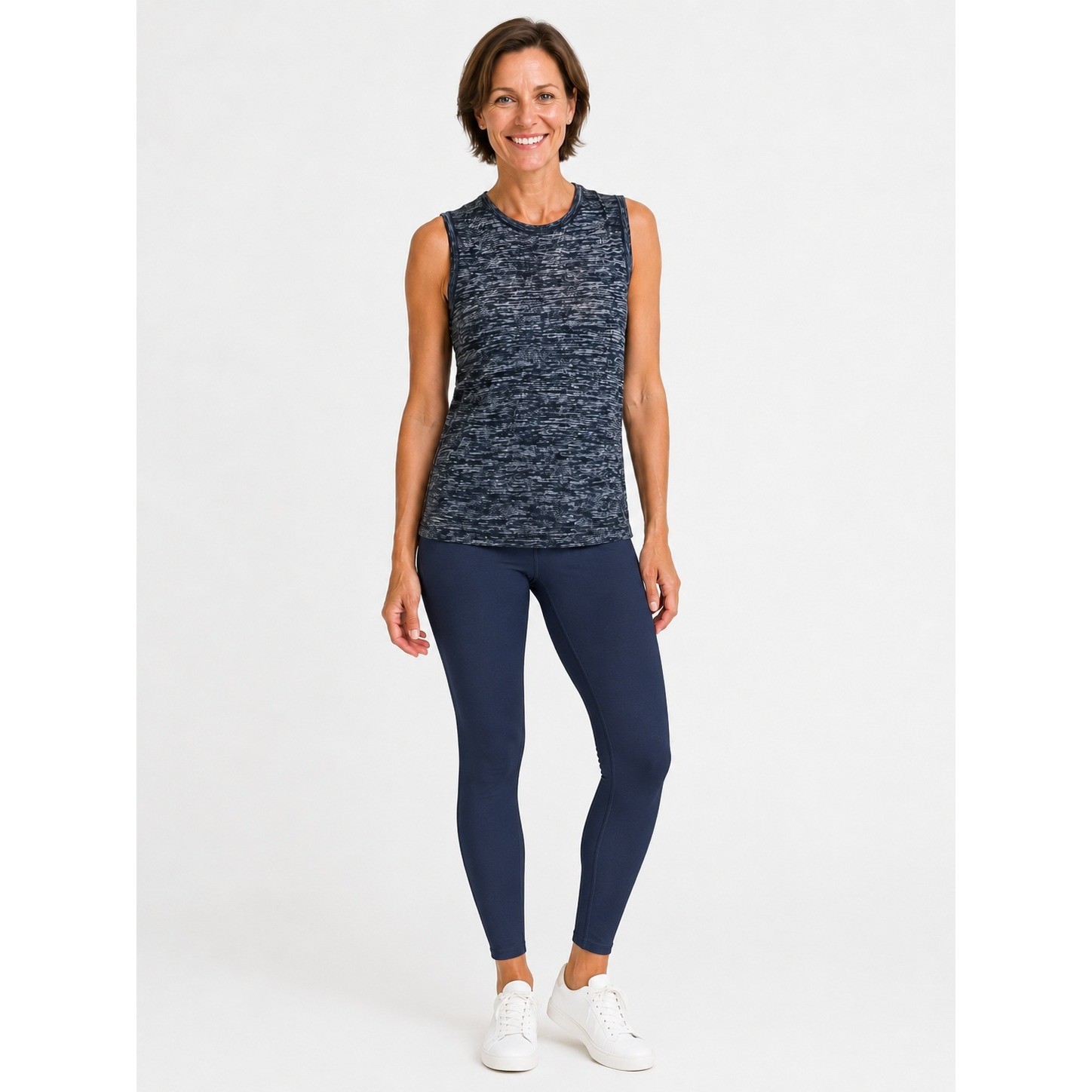 Rag & Bone Jean Womens Blue Space Dye Split Back Sleeveless Tank Top Size Small