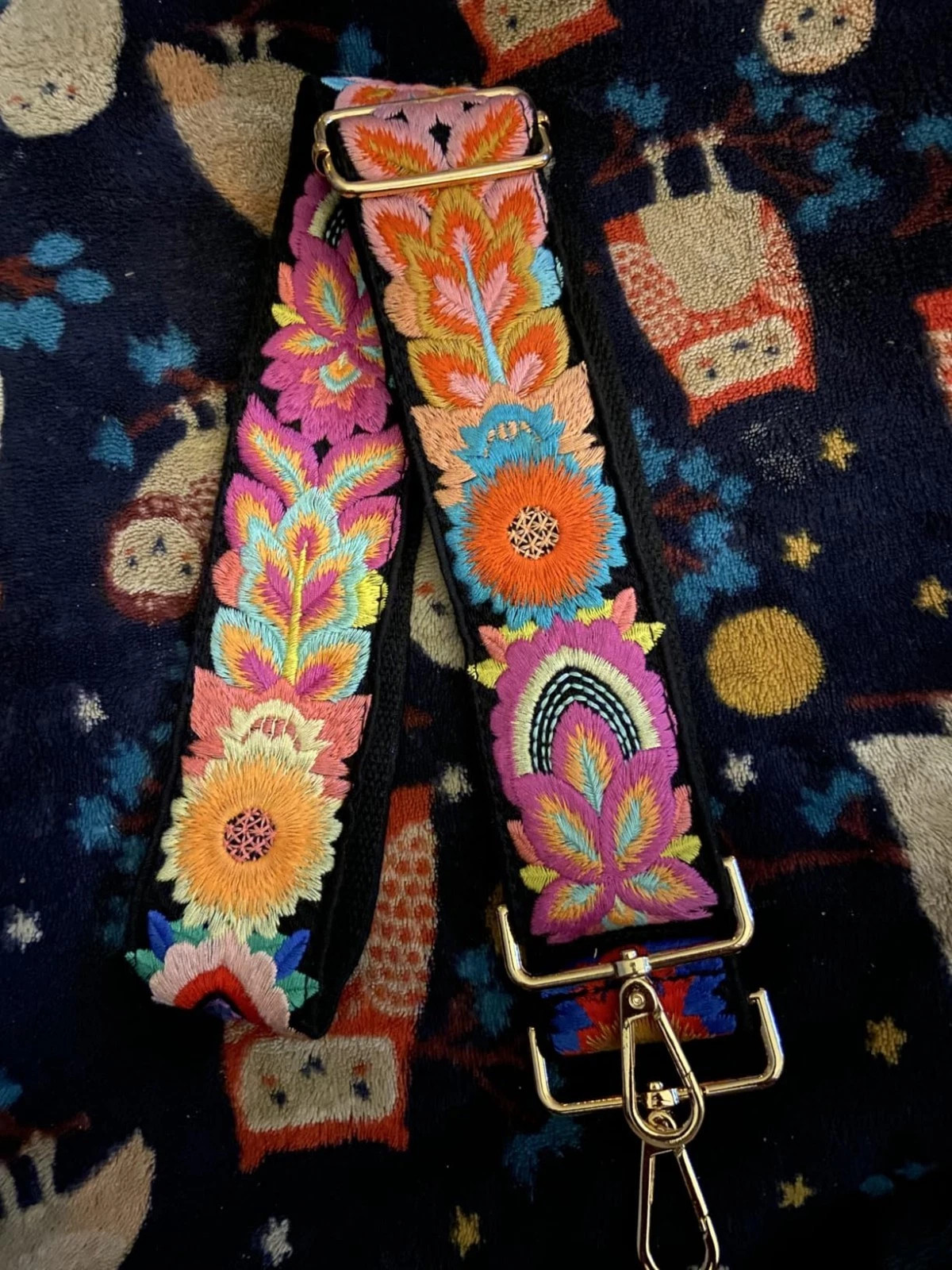 Flower Embroidery Purse Strap 2 Inch Wide Crossbody Replacement with Letter S US