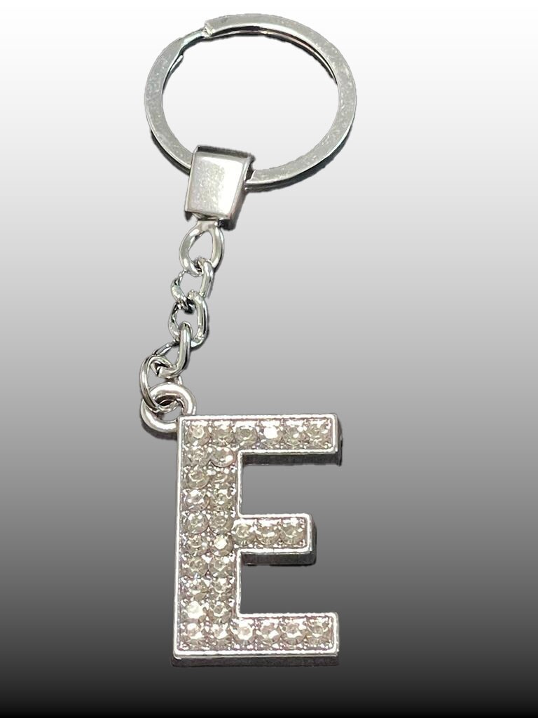 Sparkling Silver Rhinestone Letter Keychain