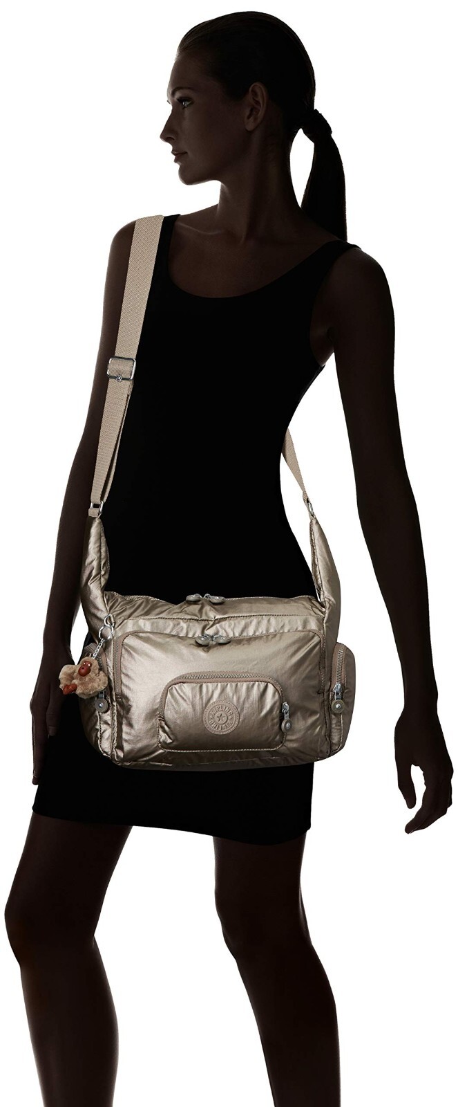NEW Kipling ERICA Crossbody Bag – Starry Gold Metallic (12.25″ x 8.75″ x6.25″)