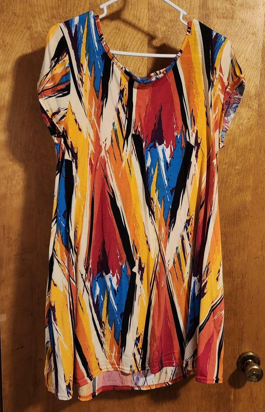 Bobbie Brooks Ladies’ XL Abstract Brushstroke Tunic Dress Muticolored Palette