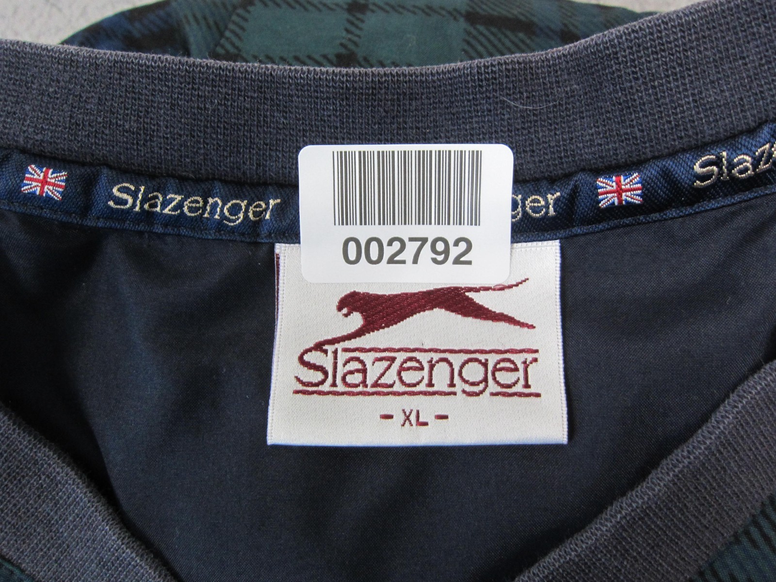 Vintage Slazenger Sweatshirt Mens Extra Large XL Blue Green Plaid Golfing Golf