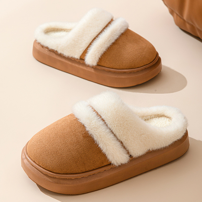 Warm Plush House Slippers Non Slip Winter Indoor Bedroom Shoes Unisex