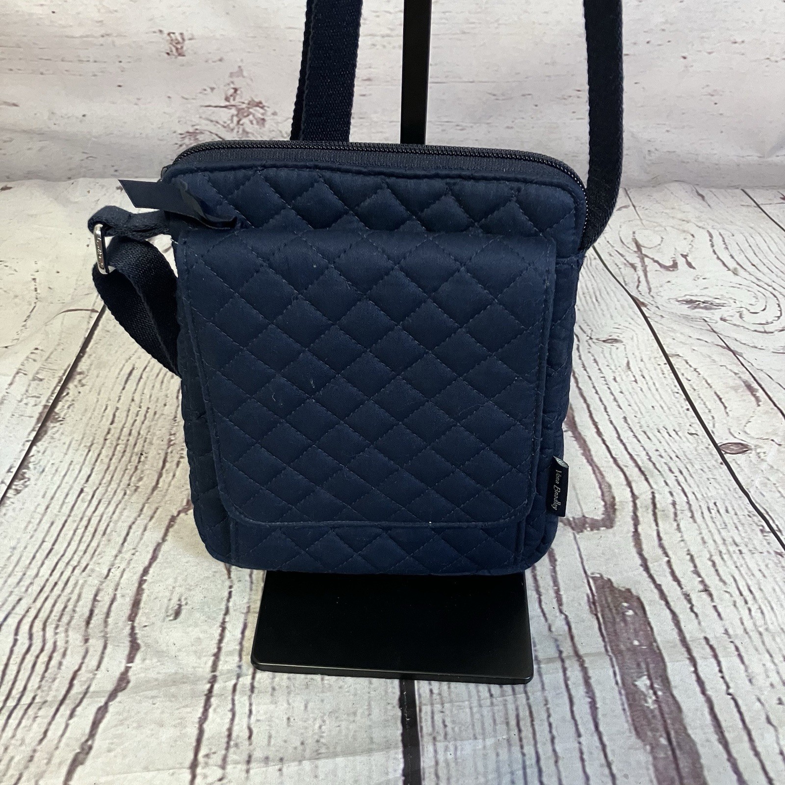Vera Bradley Solid Diamond Stitched AIO Crossbody Performance Twill Navy Blue