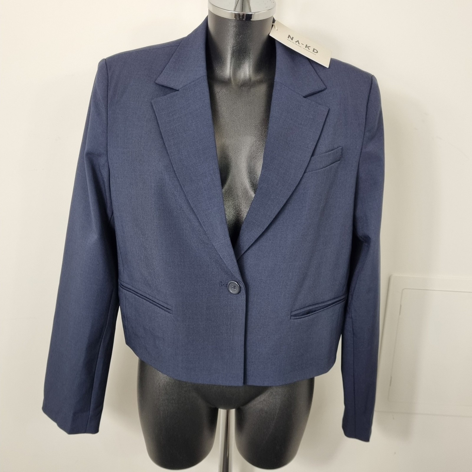NA-KD Navy Blue Trouser Suit Polyester Blend Size 36