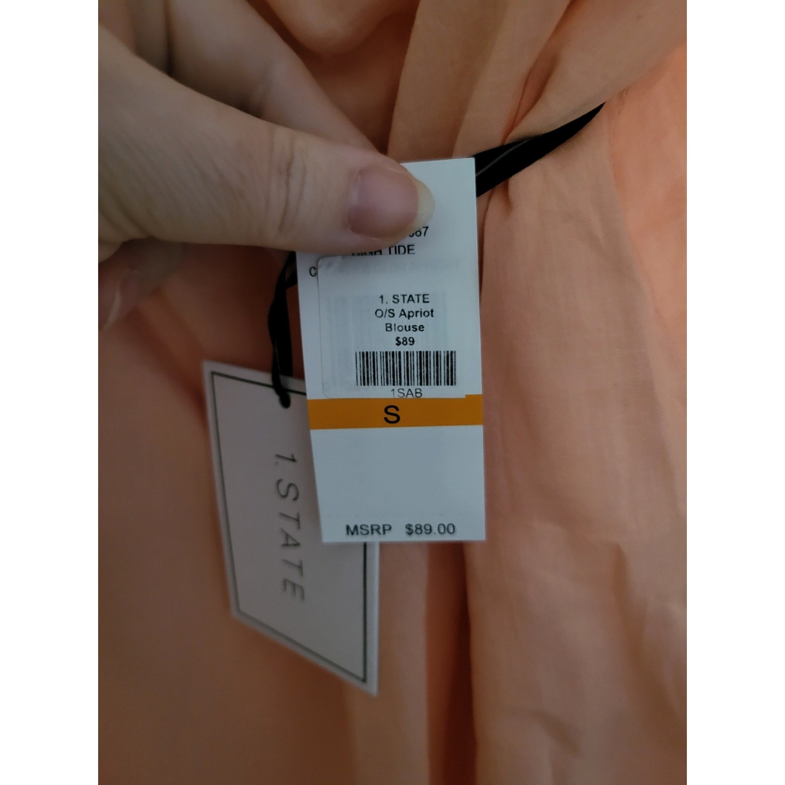 1. STATE Blouse Womens S Apricot Off-the-Shoulder Tiered Ruffle Sleeve NWT