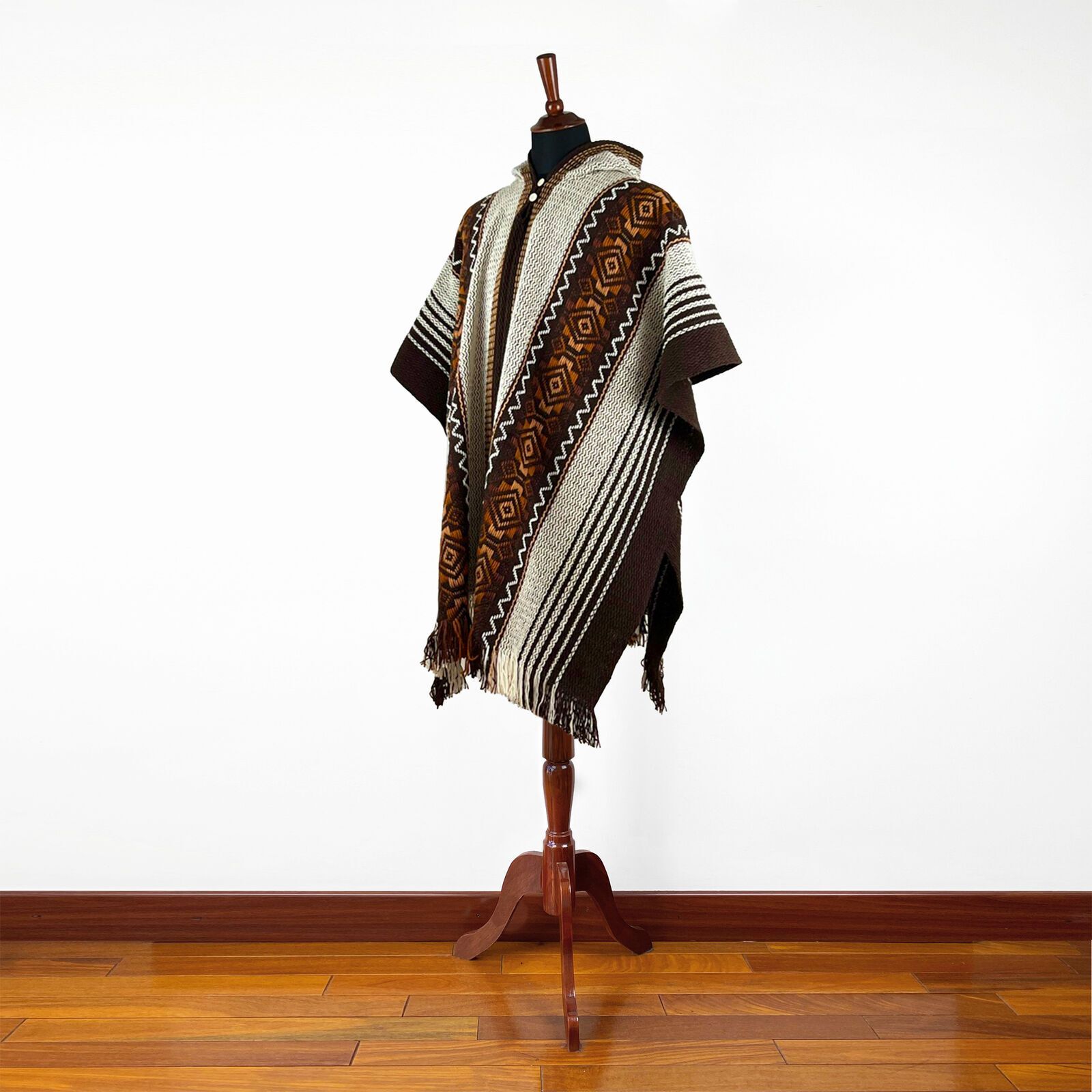 LLAMA WOOL MENS UNISEX SOUTH AMERICAN HANDWOVEN PONCHO CAPE COAT JACKET CLOAK