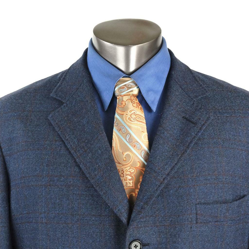 SIMONE ABBARCHI Jacket Blazer 48 Bespoke Plaid Slim Fit 120’s Wool ITALY $4000