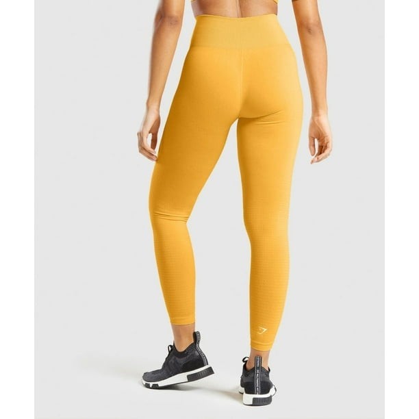 Gymshark Leggings Womens Size S Yellow Marl Vital Seamless 2.0 GLLG5336