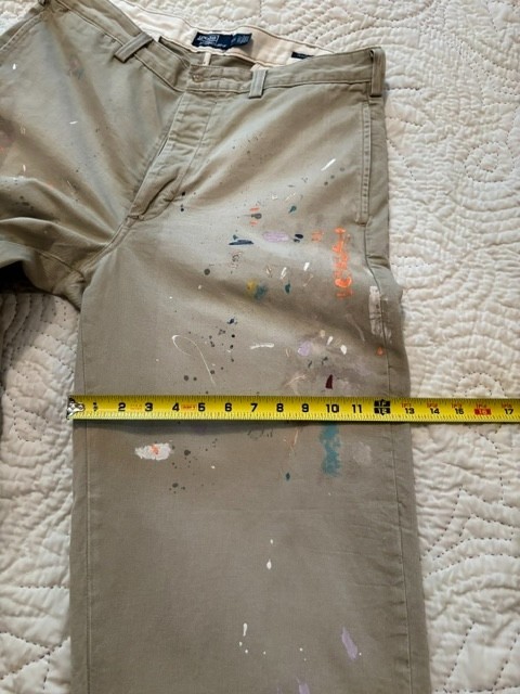 Ltd. Edition Polo Ralph Lauren Big Chino Hand Paint Splatter Khaki Work Pants 34