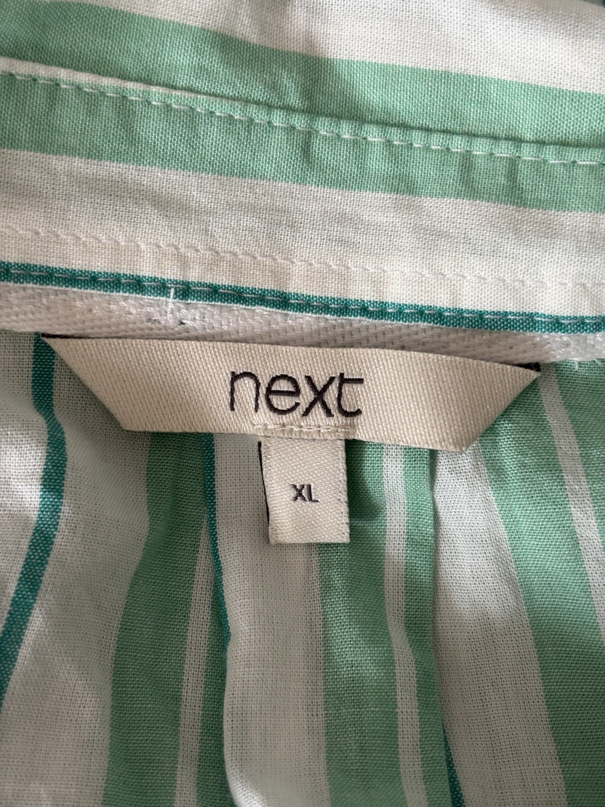 NEXT XL Green and White Striped Shirt Blouse Top 100% Cotton