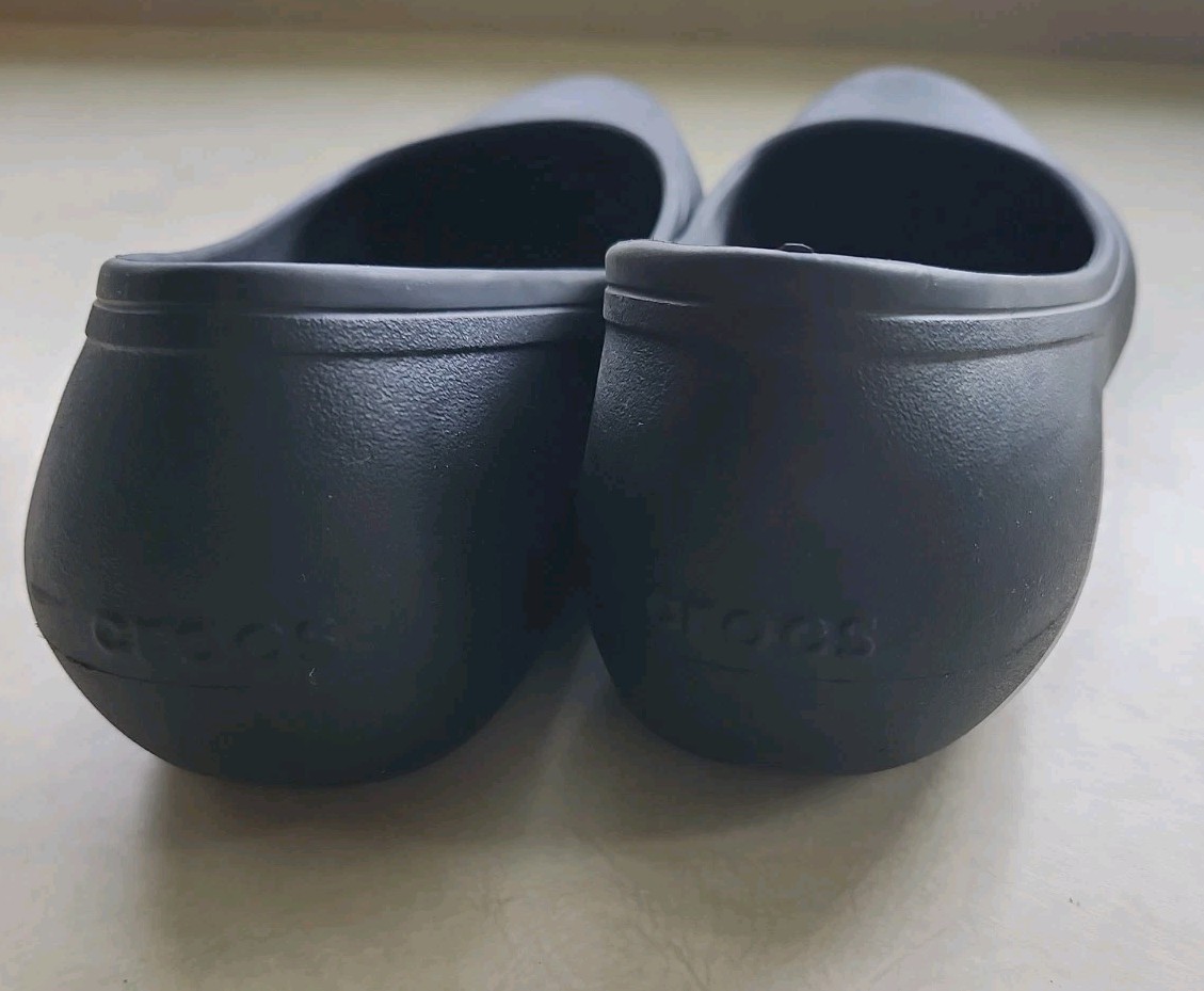 Crocs At Work Slip Resistant Ballet Flats Women 10 Black Rubber Slip On Shoe