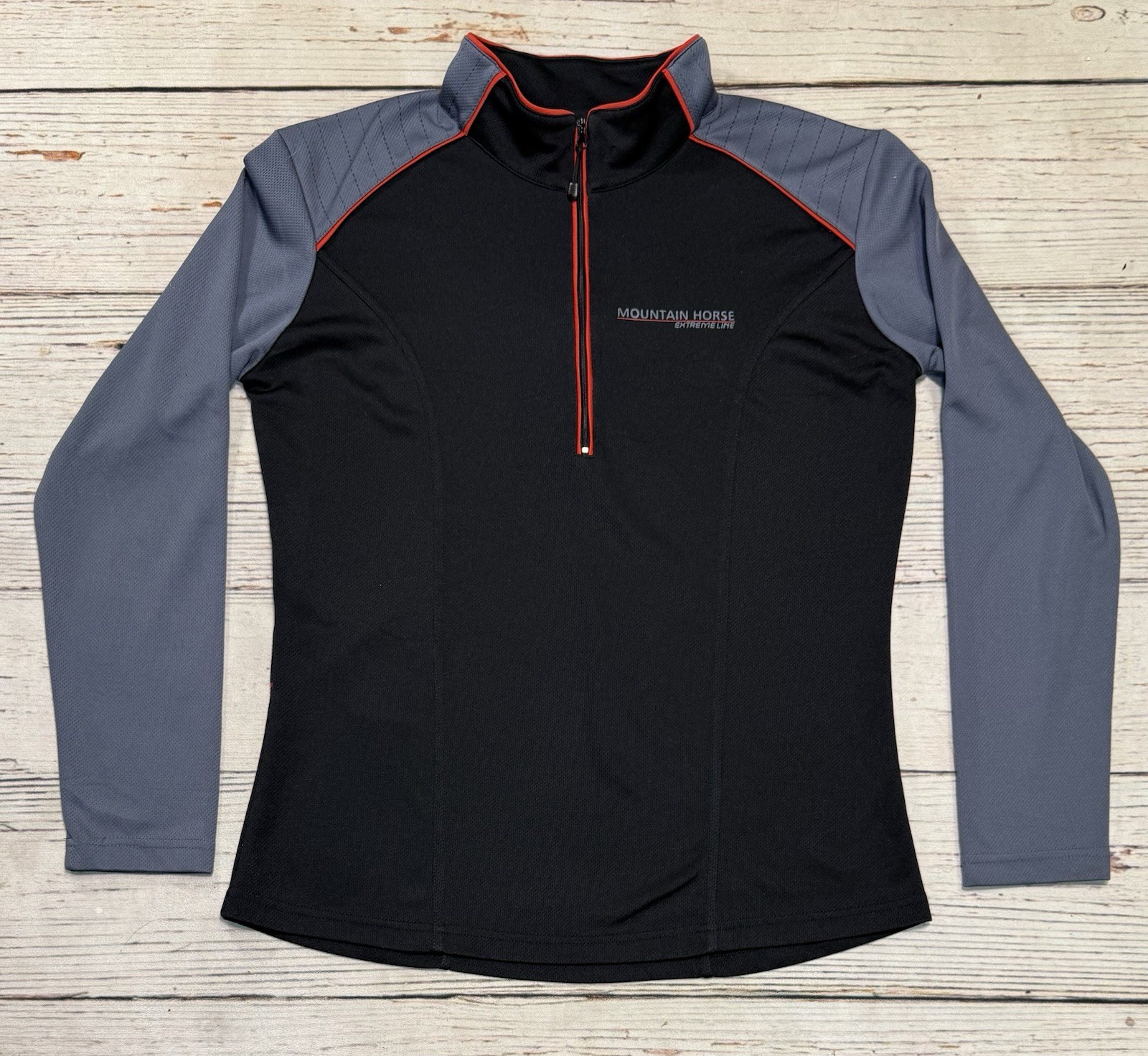 Mountain Horse 1/4 Zip Performance Pullover Women’s Sz M Extreme Line Black/Gray