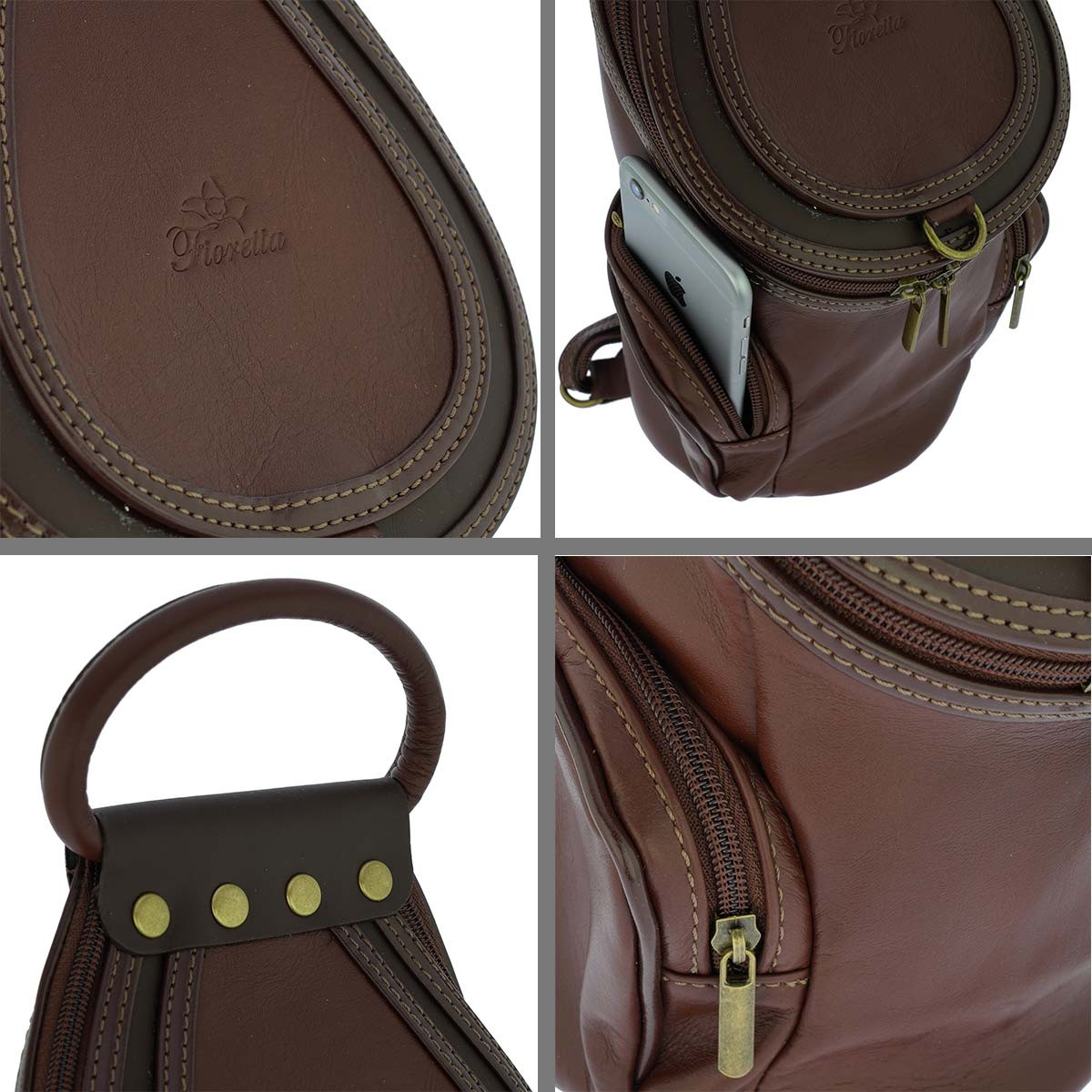 Fioretta Italian Genuine Leather Top Handle Backpack Handbag Shoulder Bag For Wo