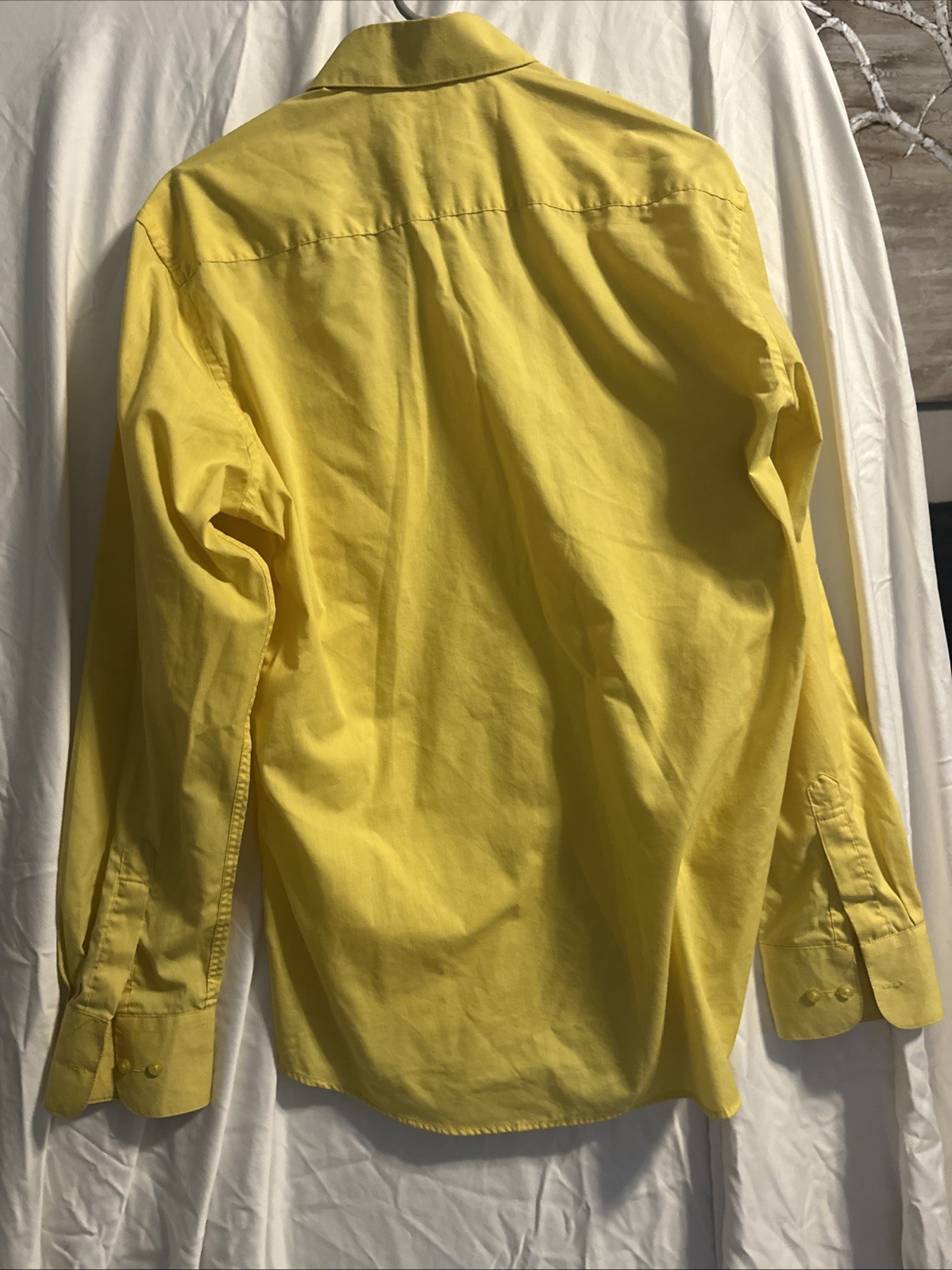 Omega Mens Dress Shirt Size XL Bright Yellow Business Formal Party Italy 1