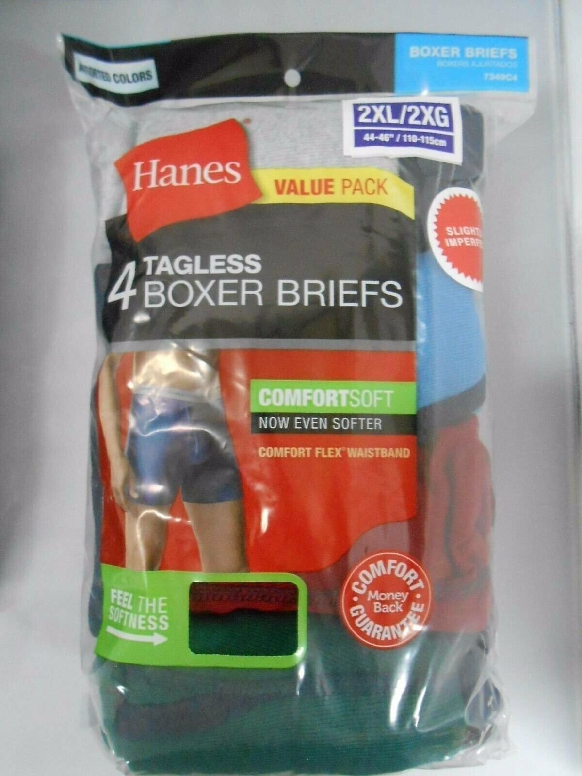 Hanes Men’s Boxer Briefs 8-PACK SIZE 2XL 3XL Tagless Underwear Random Colors