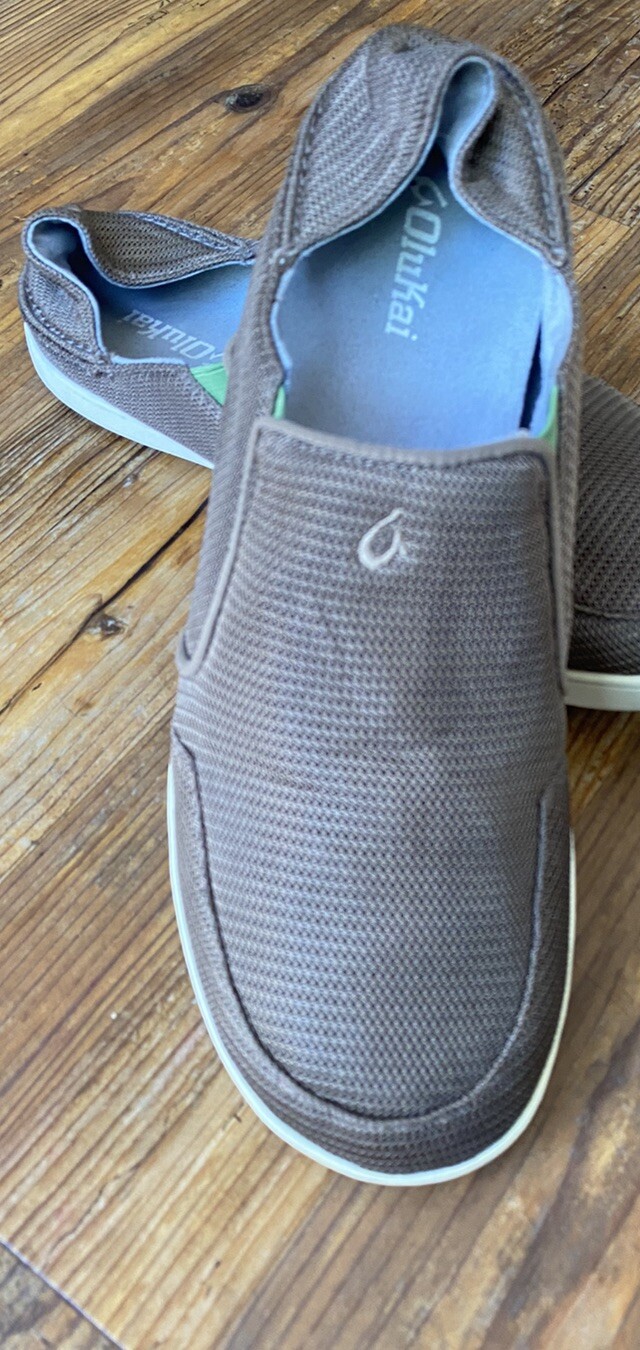 Olukai Nohea Mesh Shoes Taupe Versatile Drop In Heel Comfort Slip On Men’s 11 44