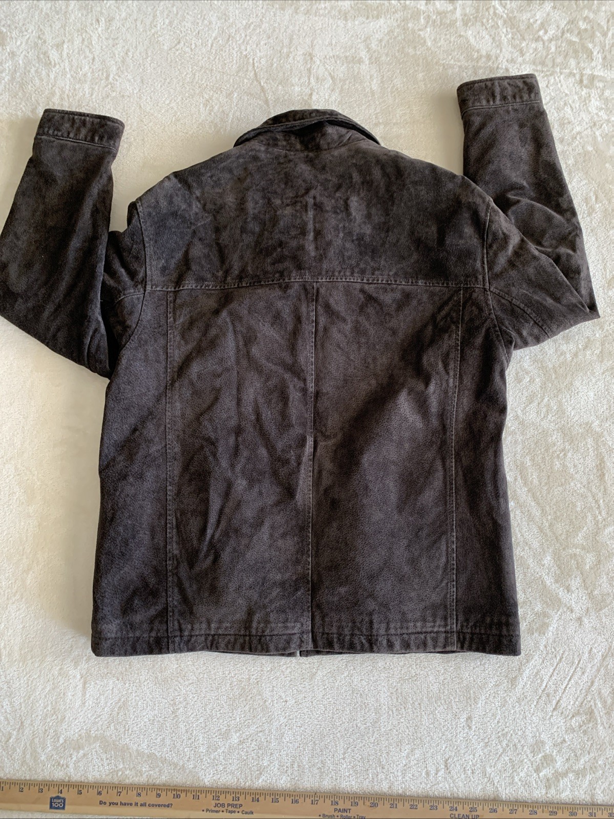 Dockers Premium Mens Suede Leather Coat – Dark Brown – Size Medium Preowned
