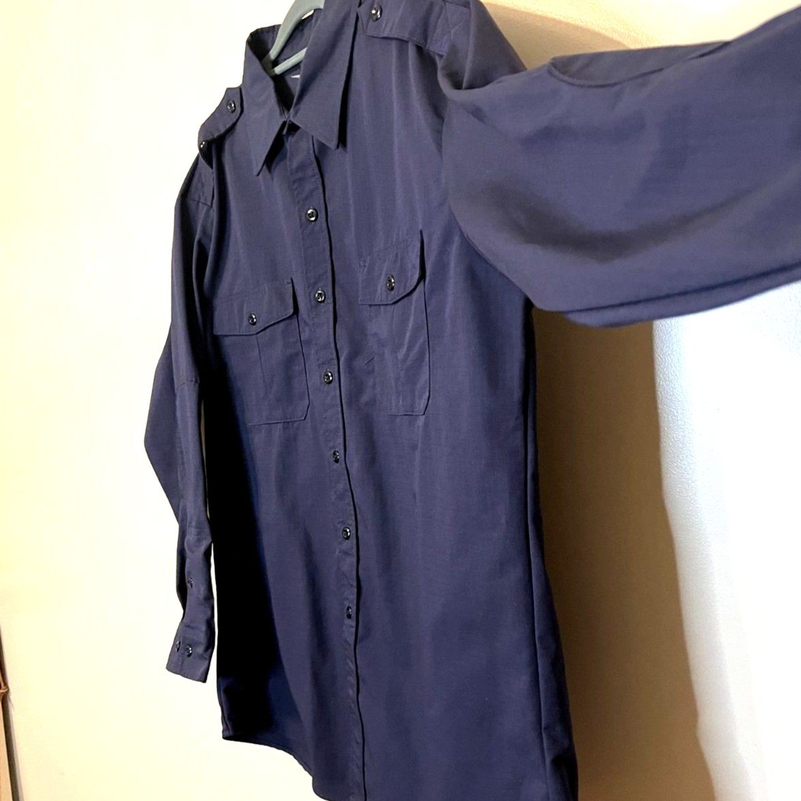 Tactical Field Shirt Rip-StopMens Blue XL PolyCotton Long Sleeve Button Front