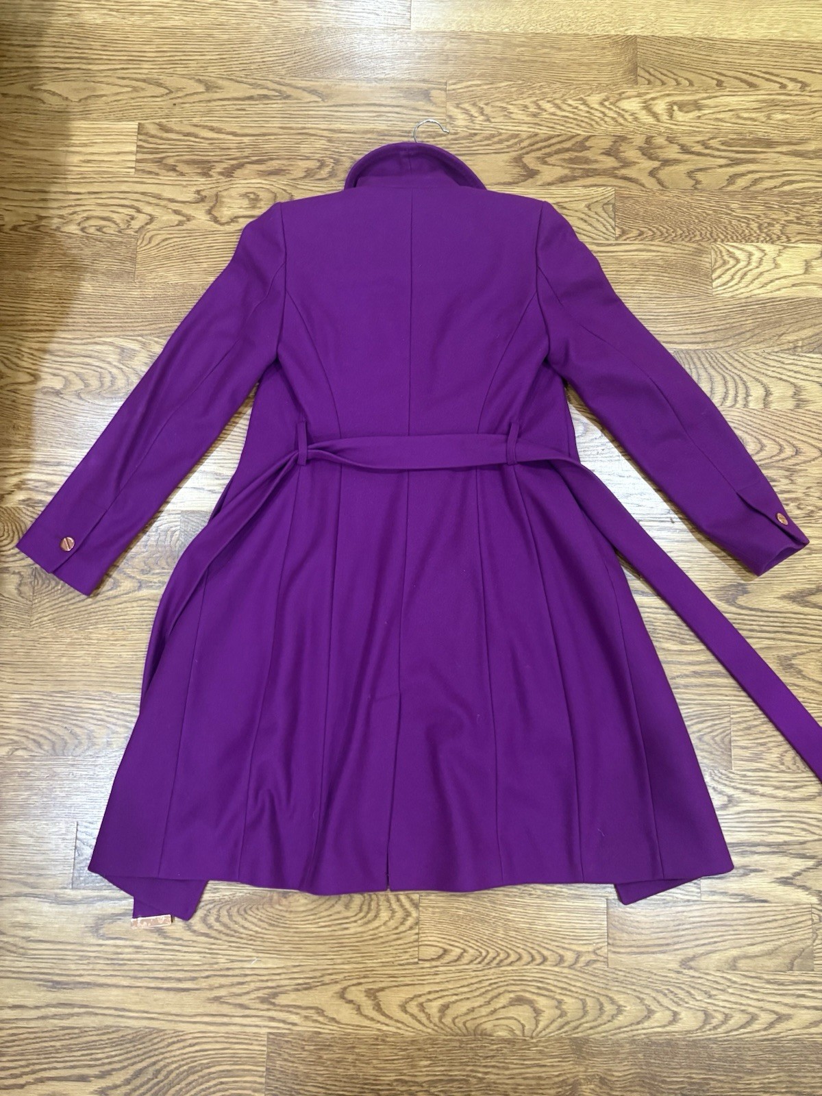 Ted Baker Magenta Wool Trench Coat With Floral Lining Size 0