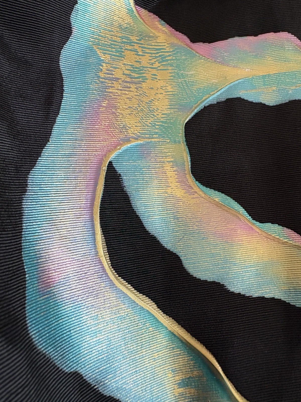 VTG TERRY & TONI Hand Painted Kimono Jacket Black Batwing Cocoon Art To Wear 80s