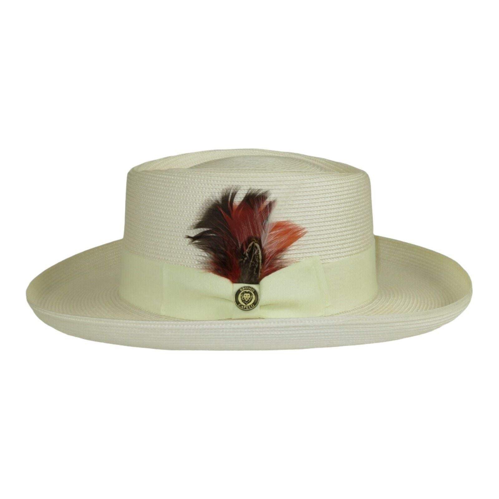 Men Bruno Capelo Braid Straw Style Spring Hat Wide Brim GAMBLER GAMS205 Ivory