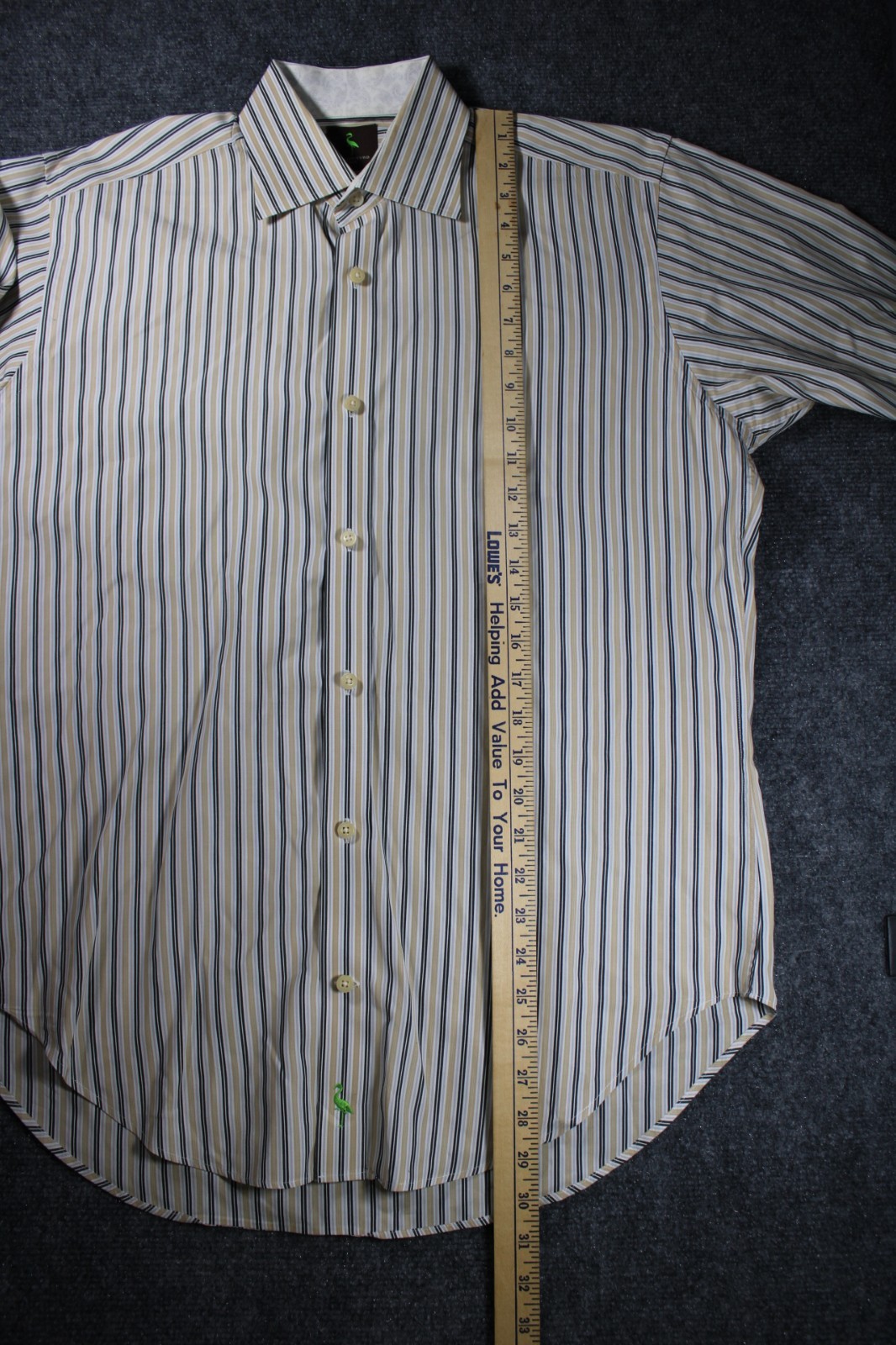 TailorByrd Men’s Medium White Striped 100% Cotton Button Down Shirt Lightweight